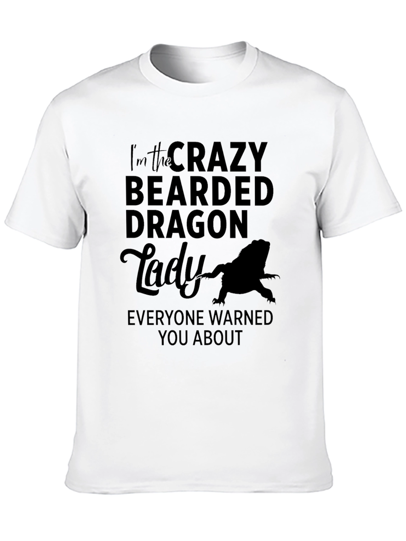 Black Crazy Bearded Dragon Lady Graphic T-Shirt view 10