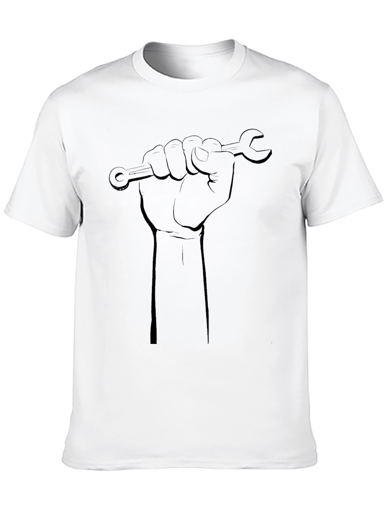 Black Black T-Shirt - Hand Holding Wrench Design view 10