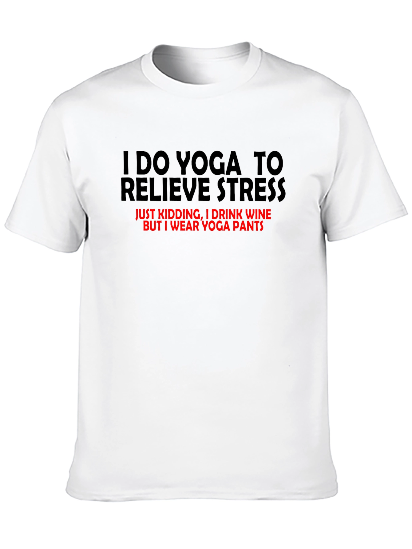 Black Funny Yoga Wine T-Shirt: Relieve Stress in Comfort view 10