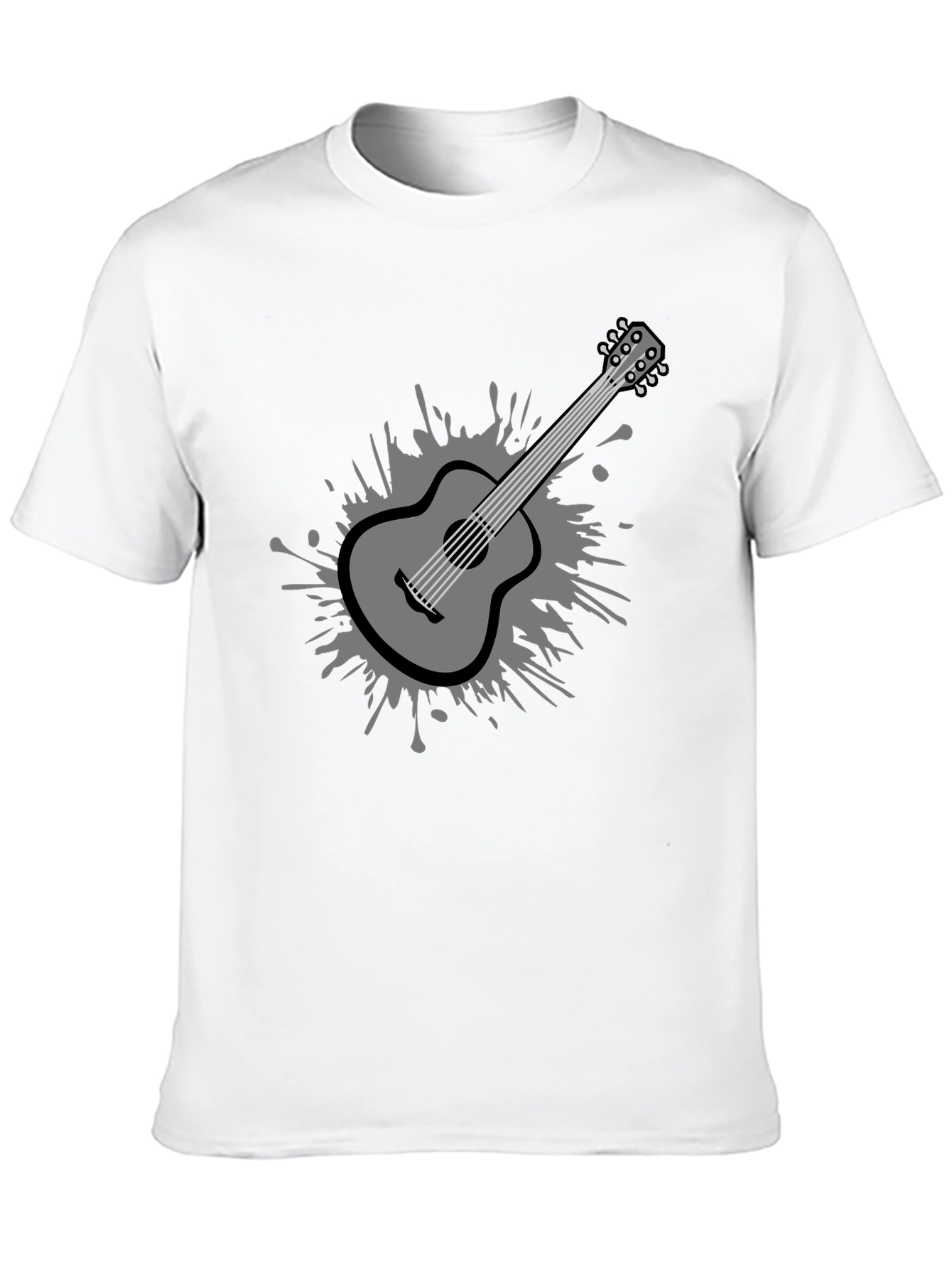 Black Stylish Guitar Graphic Tee - Black Cotton Blend view 10