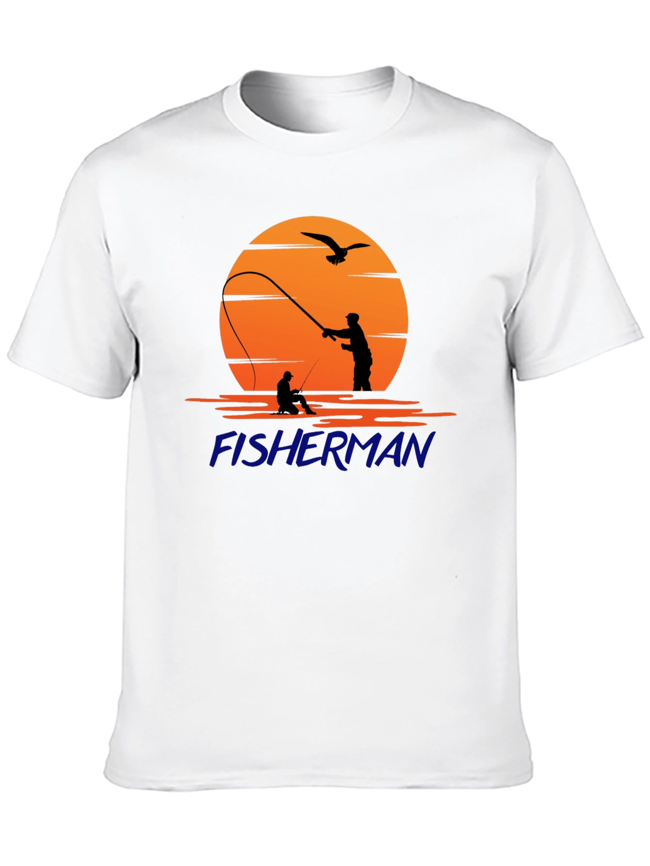 Black Fisherman Silhouette Graphic T-Shirt - Unisex Black Tee view 10