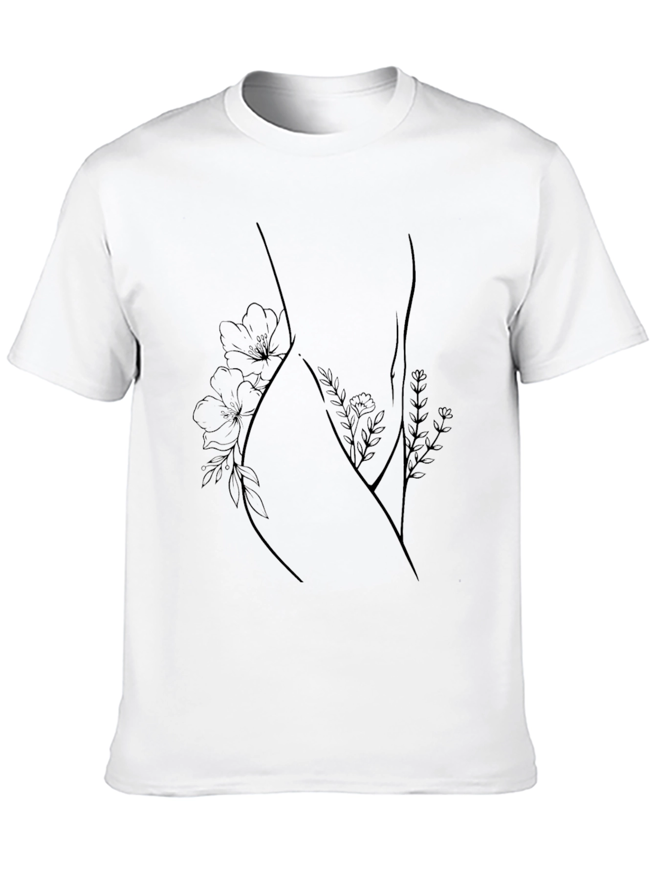 Black Floral Silhouette Graphic Tee - Black view 10