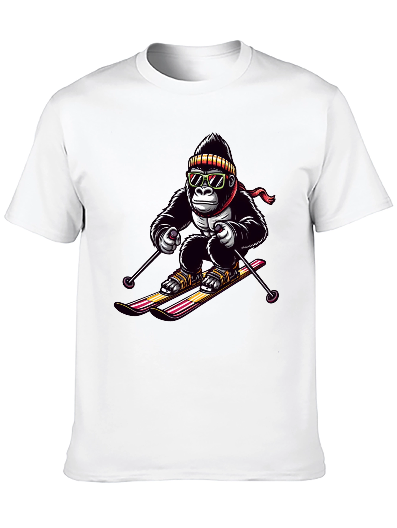 Black Gorilla Skiing Graphic Tee - Cool Novelty Design view 10