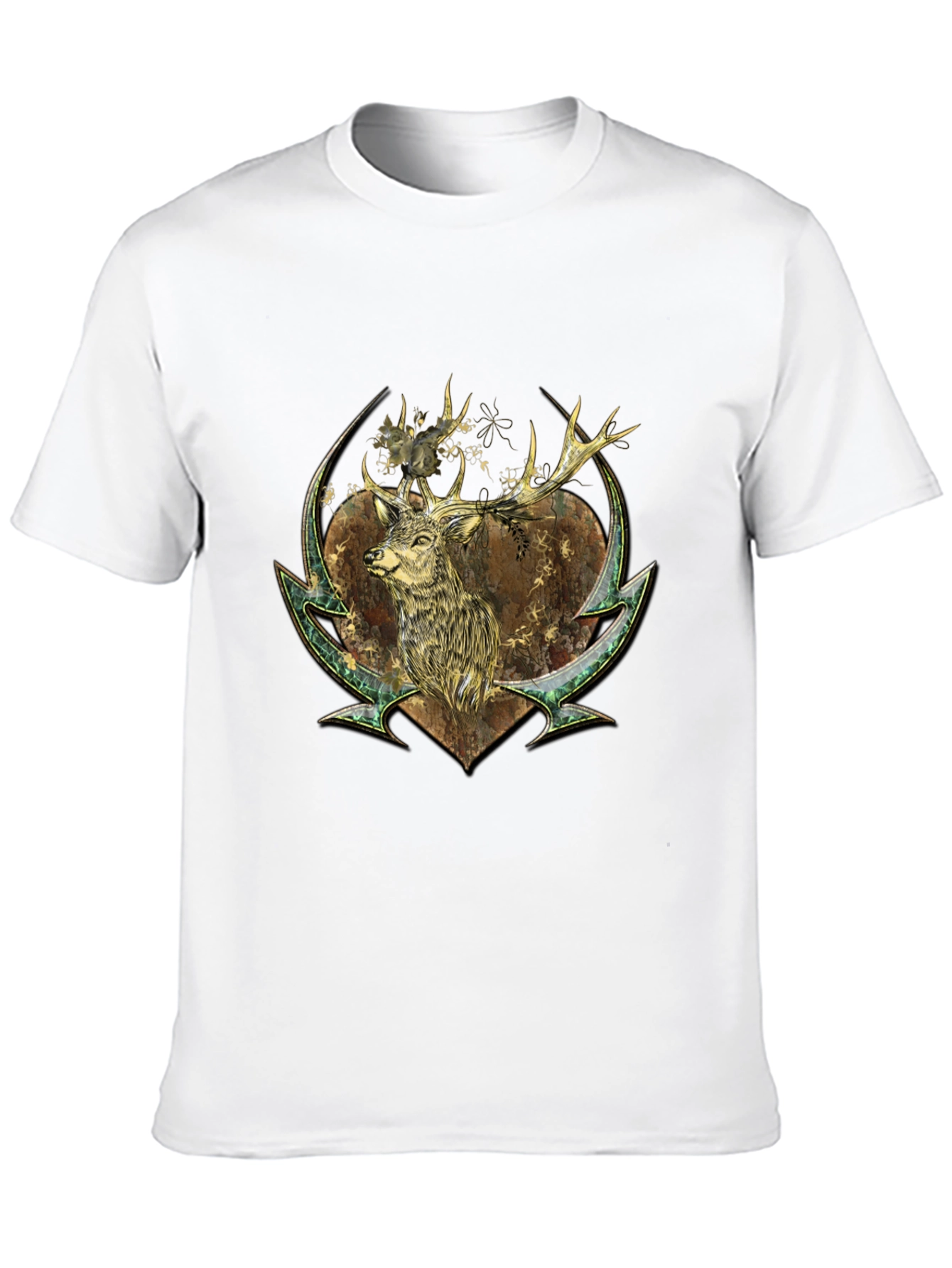 Black Deer Graphic Print Tee - Nature Inspired Style view 10