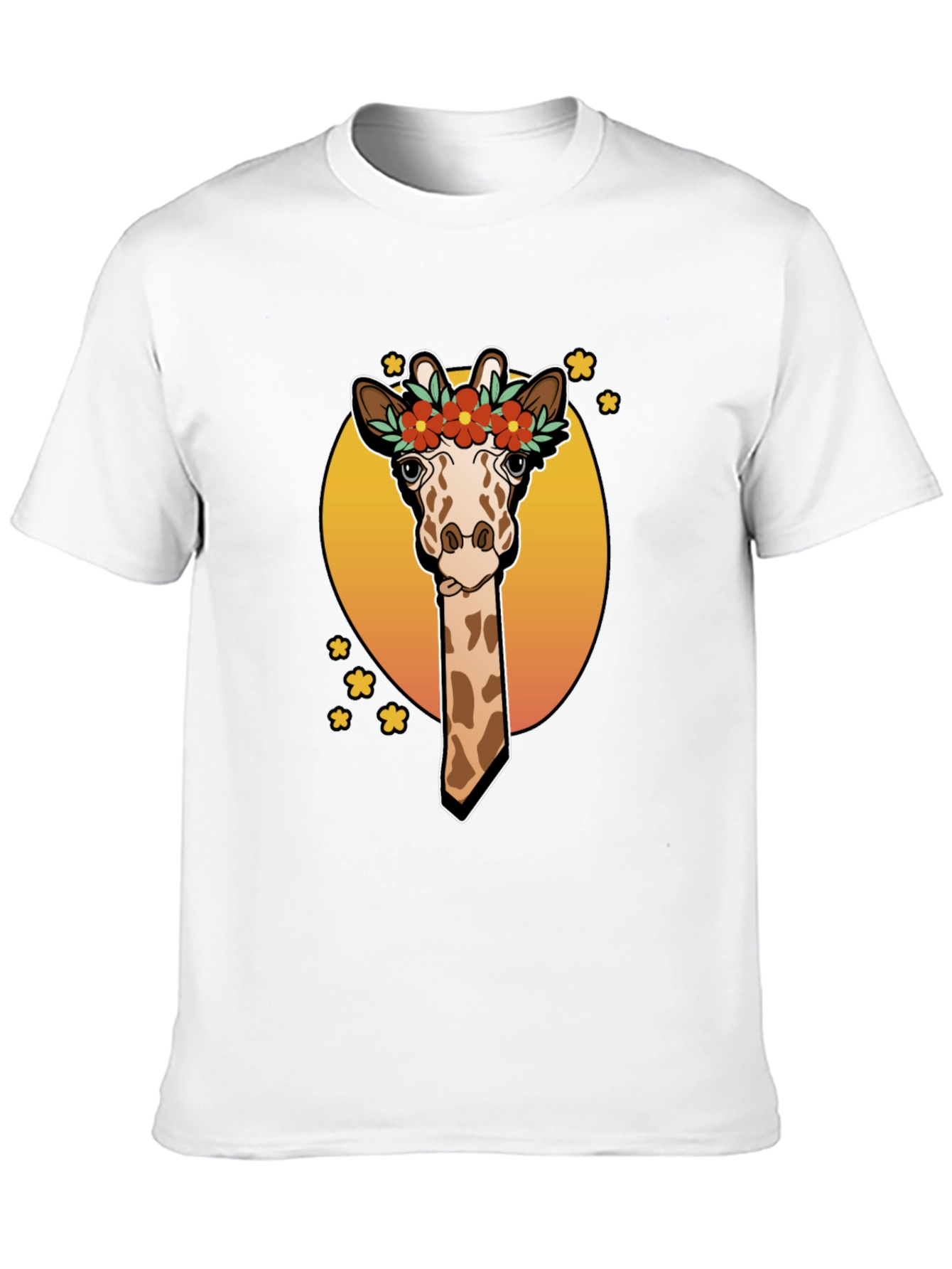 Black Giraffe Flower Crown Graphic Tee - Unique Animal T-Shirt view 10