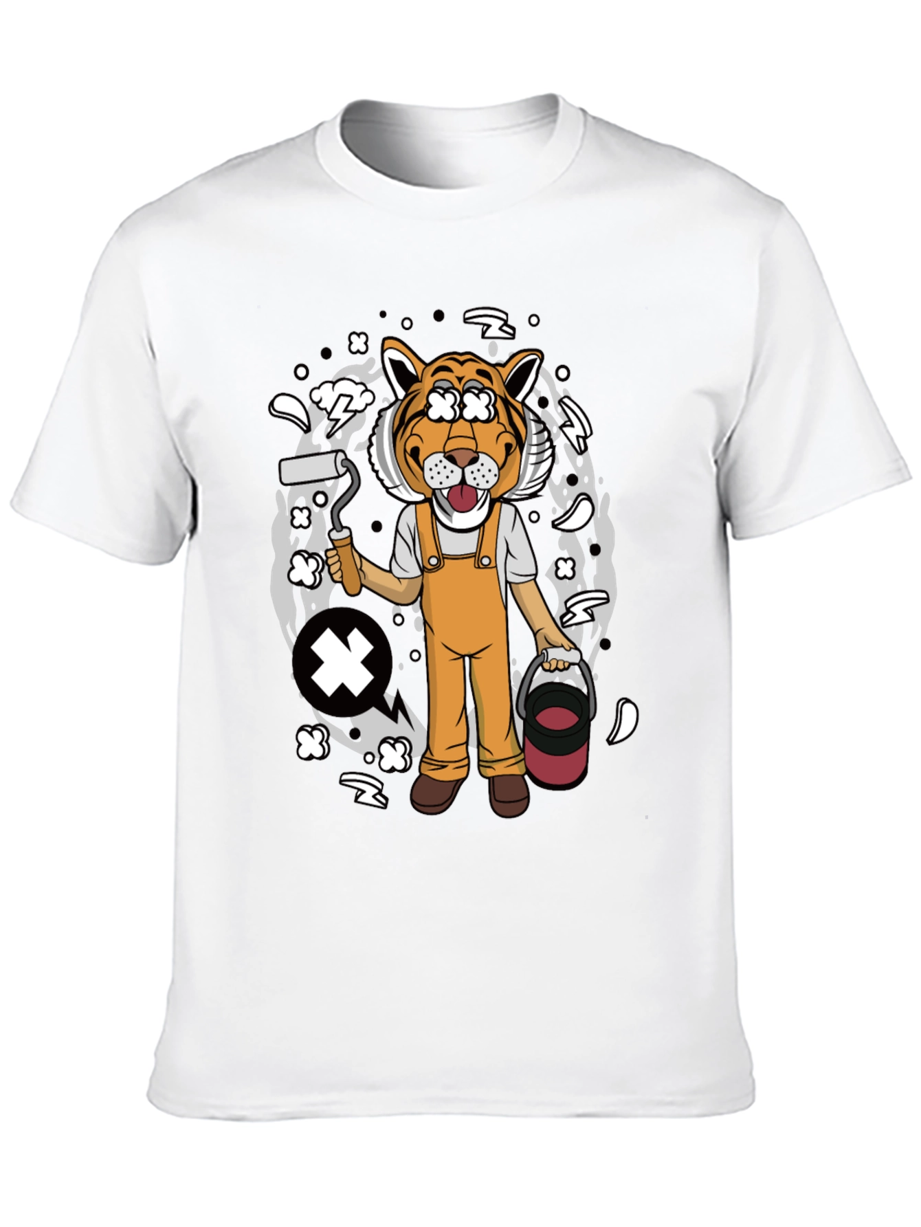 Black Tiger Painter Graphic Tee - Black Cotton Blend Shirt view 10