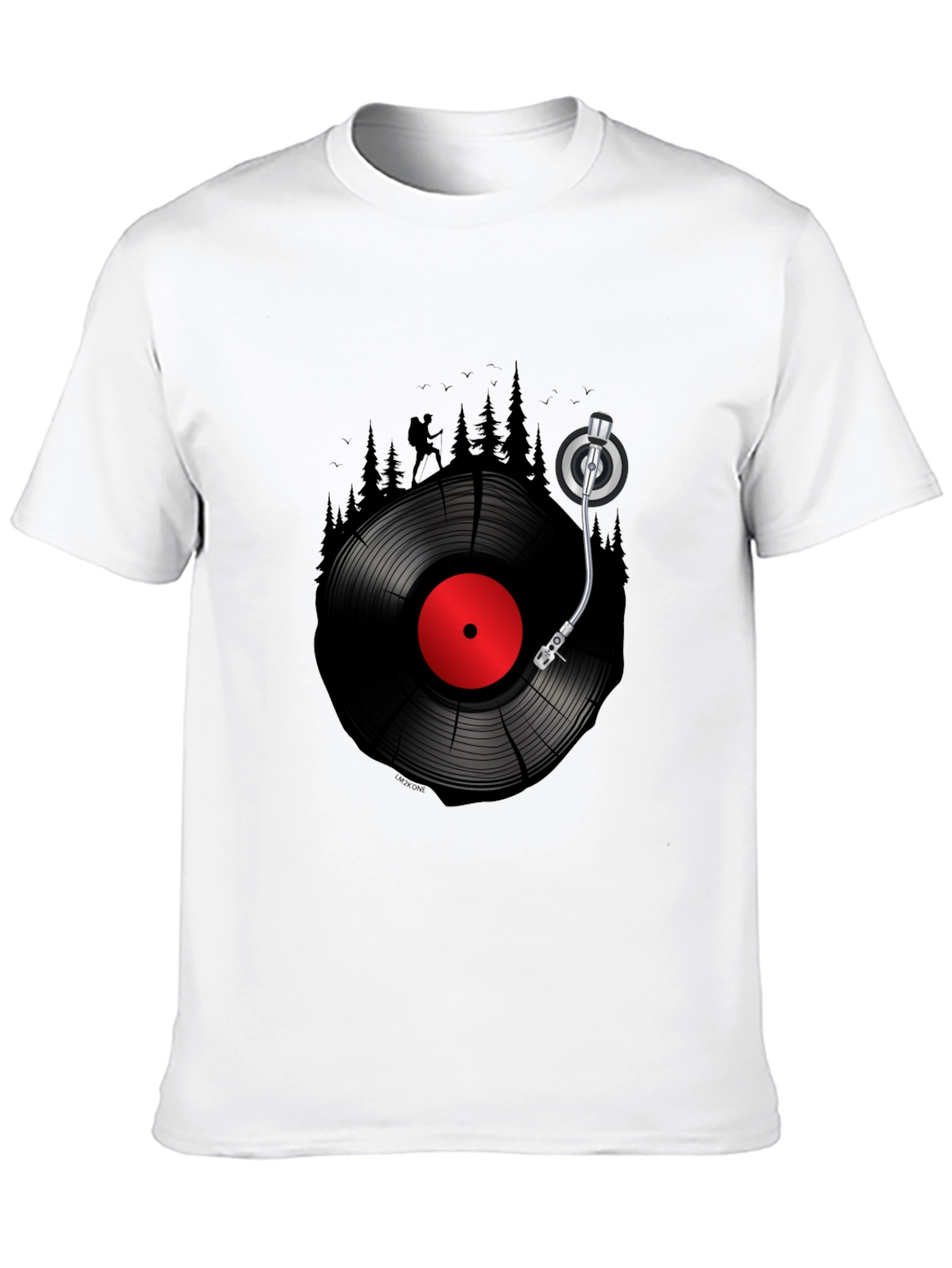 Black Hiking Vinyl Record T-Shirt - Music Lover Tee view 10