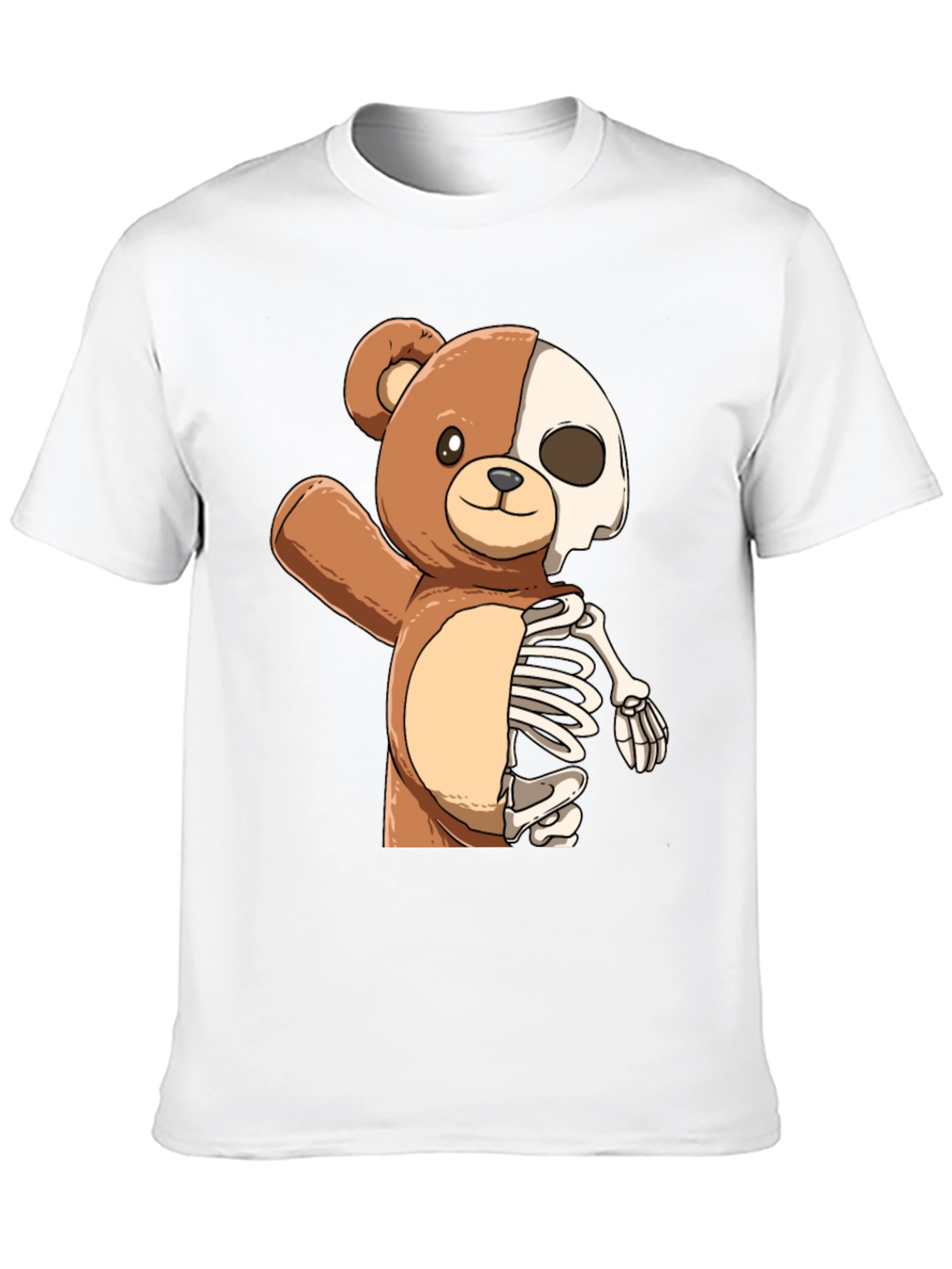 Black Teddy Bear Half Skeleton Graphic T-Shirt view 10