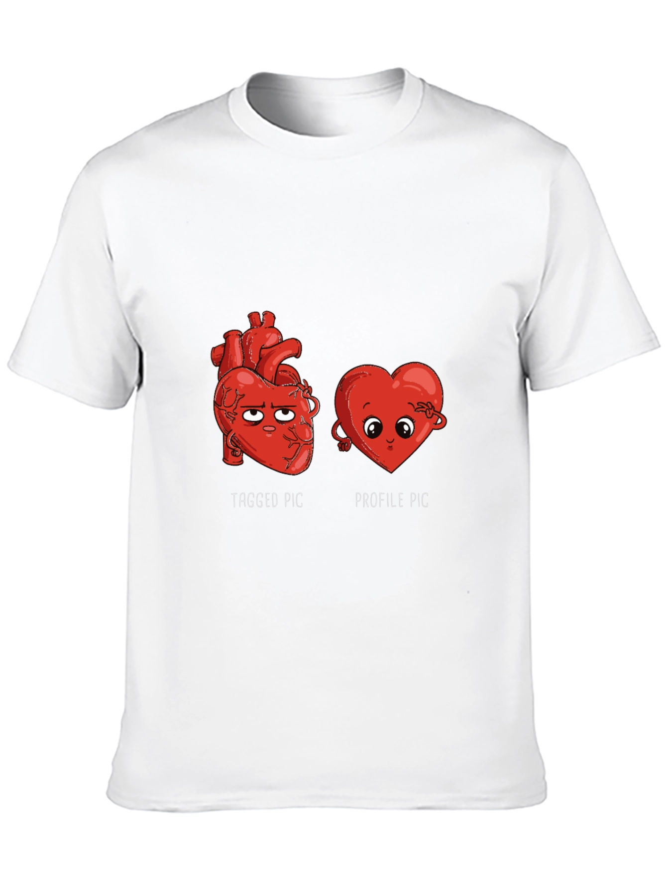 Black Funny Heart T-Shirt - Tagged vs. Profile Pic view 10