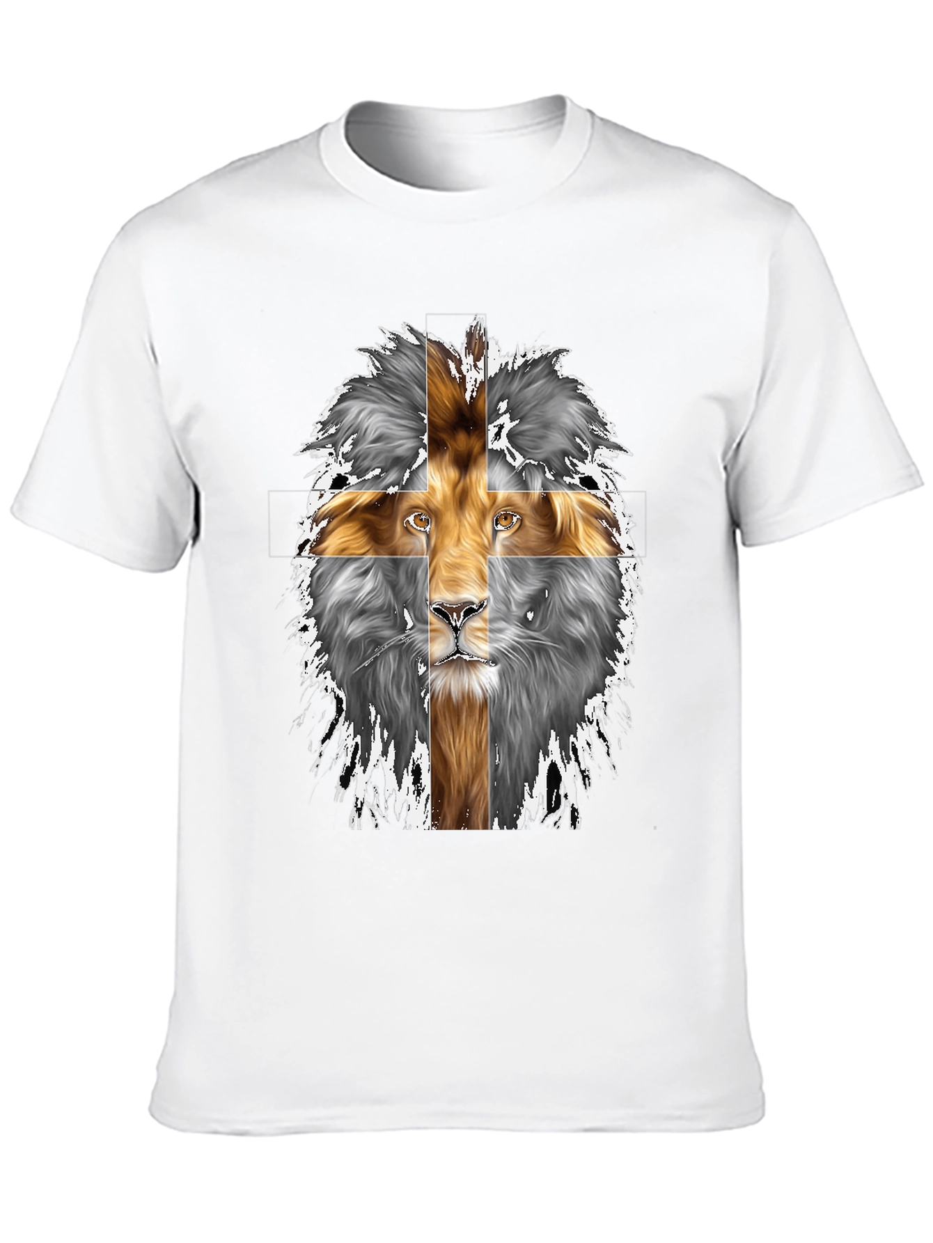 Black Lion Cross Graphic Black T-Shirt view 10