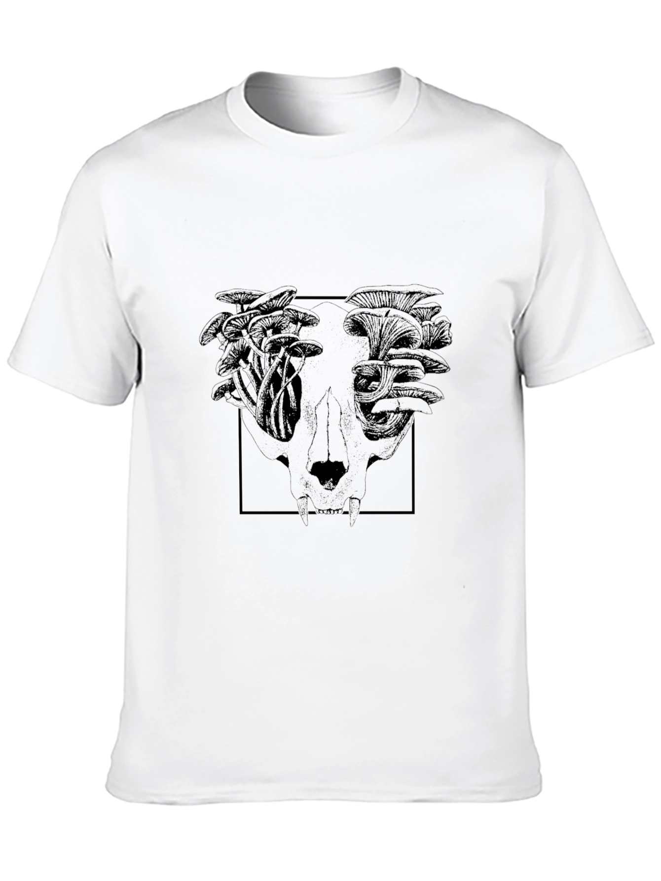 Black Mushroom Skull Graphic Tee - Black Cotton Blend view 10
