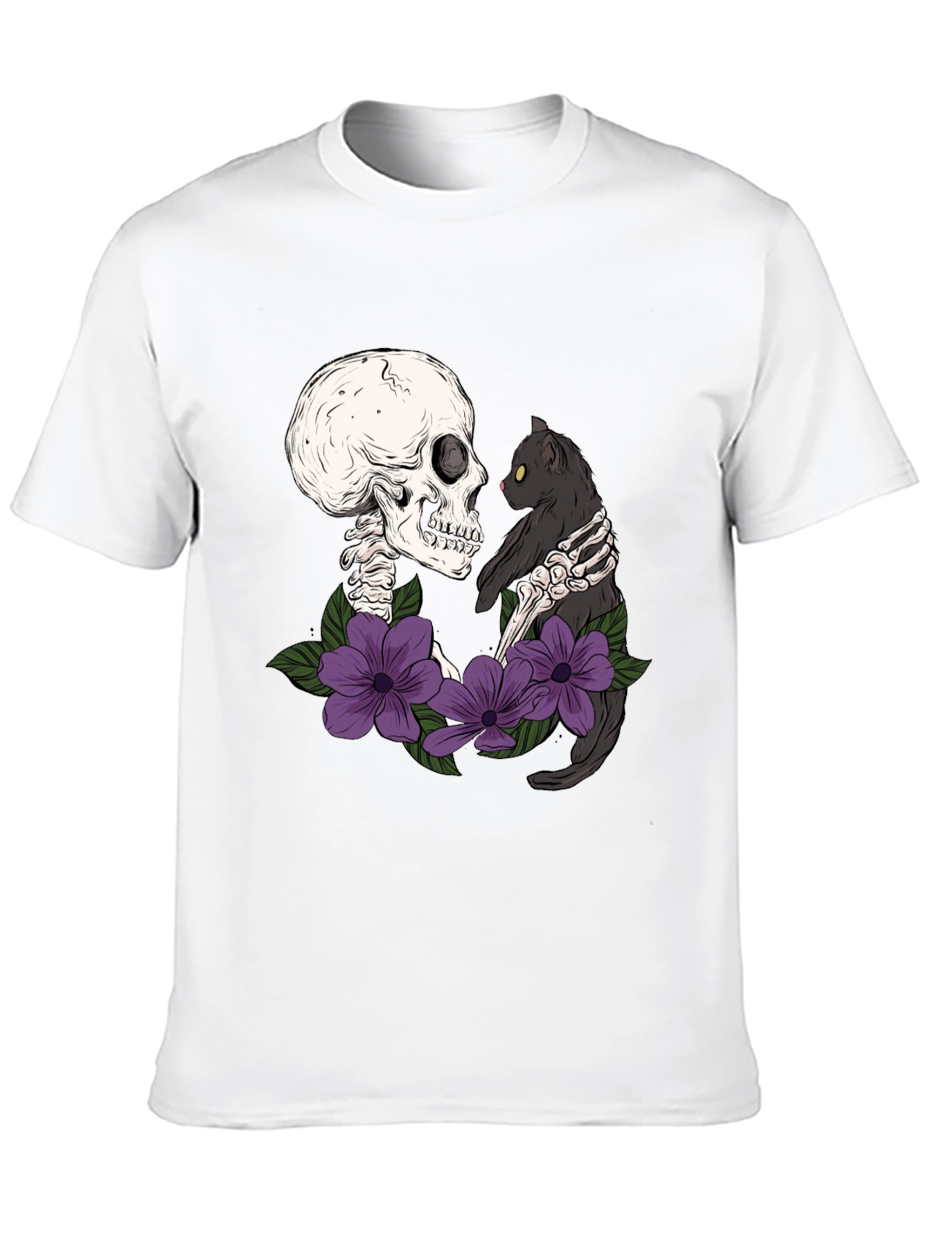 Black Skeleton Cat Lover T-Shirt - Dark Humor Tee view 10