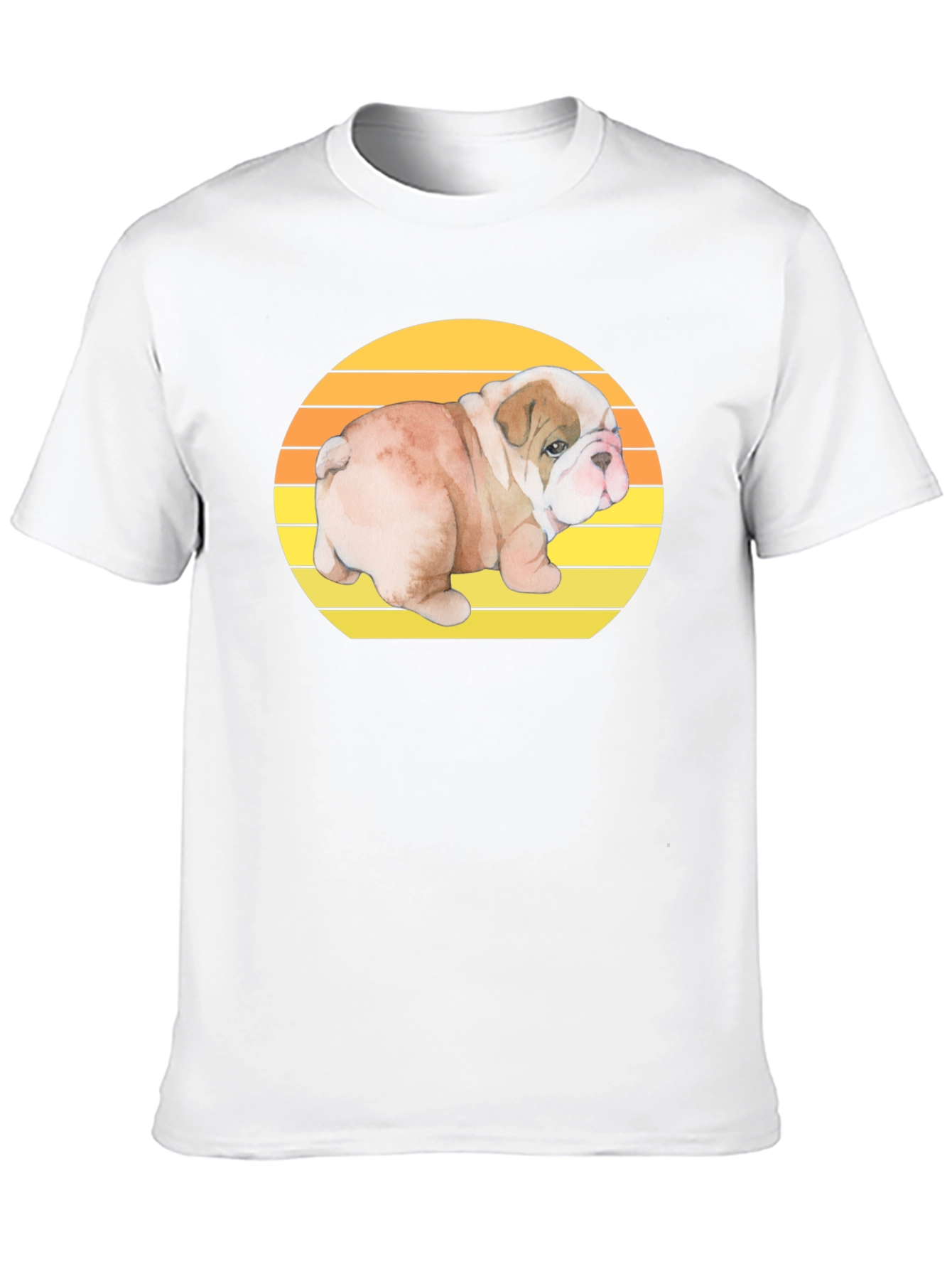 Bulldog Puppy Sunset Graphic T-Shirt - 10