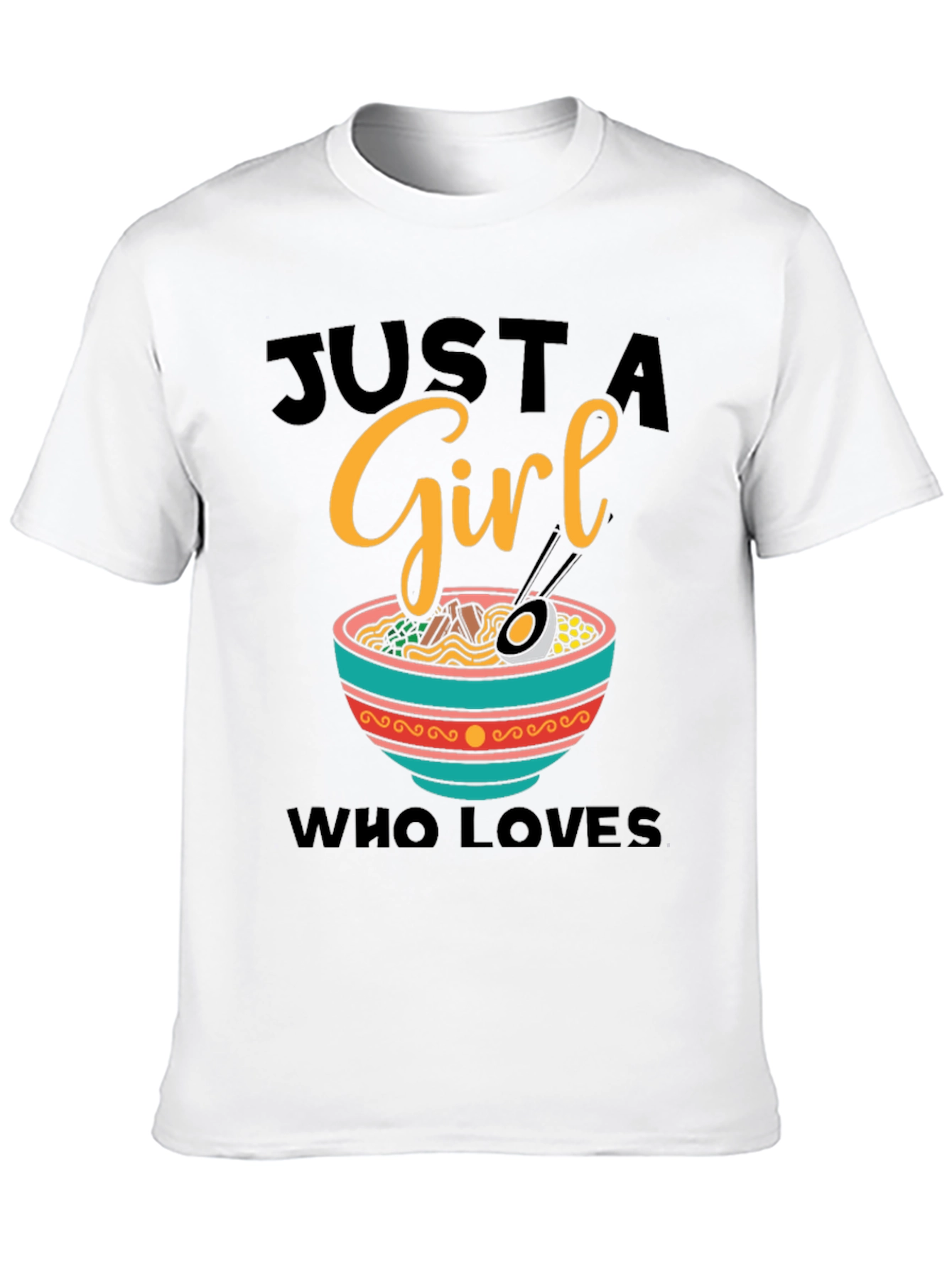 Black Just A Girl Who Loves Ramen T-Shirt view 10