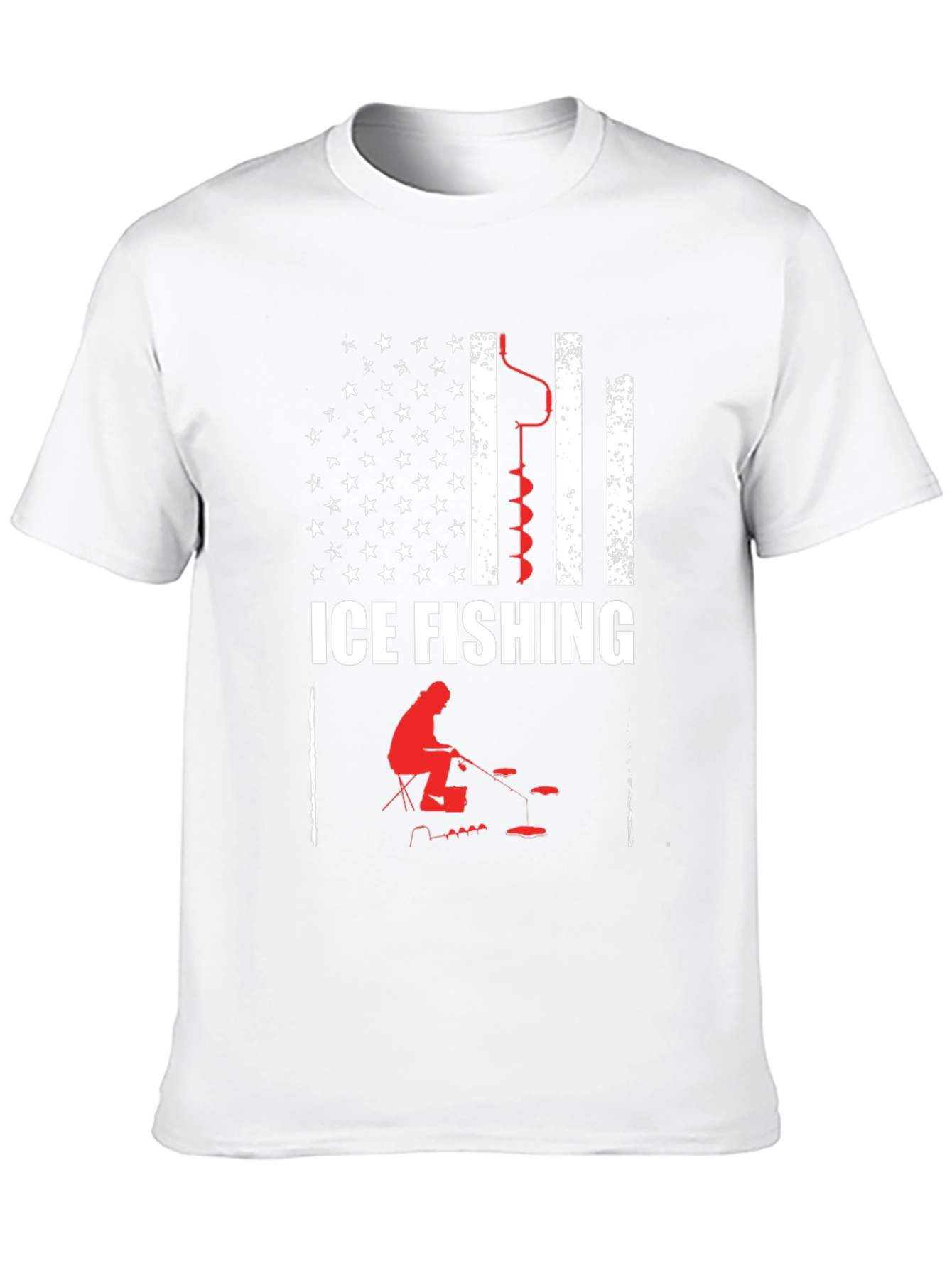 Black Ice Fishing American Flag Graphic T-Shirt view 10