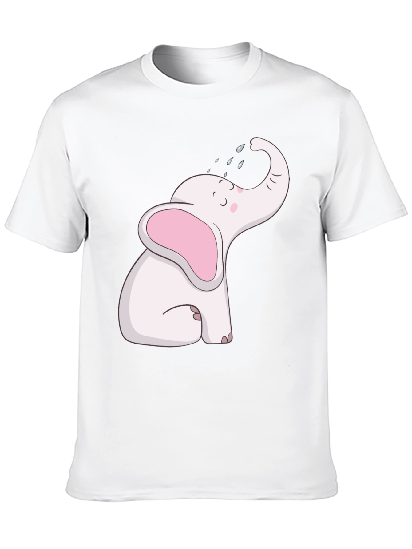 Black Cute Elephant Graphic Tee - Black Cotton T-Shirt view 10