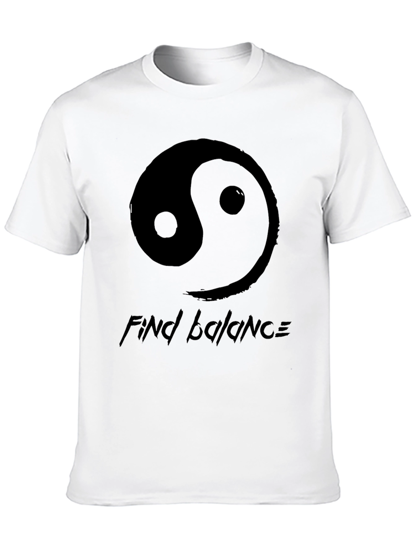 Black Yin Yang Find Balance Graphic Tee view 10