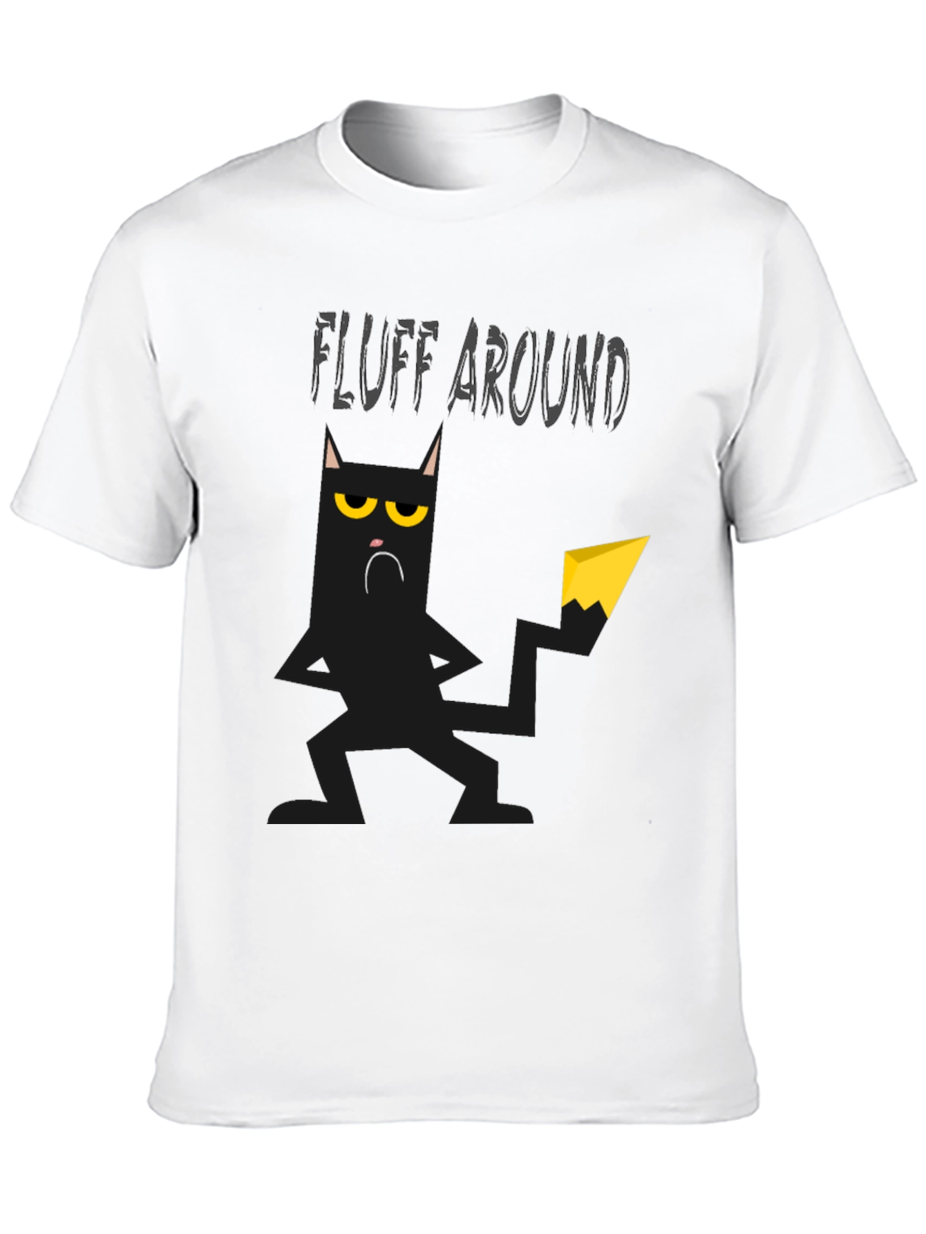 Black Fluff Around Black Cat Graphic T-Shirt view 10