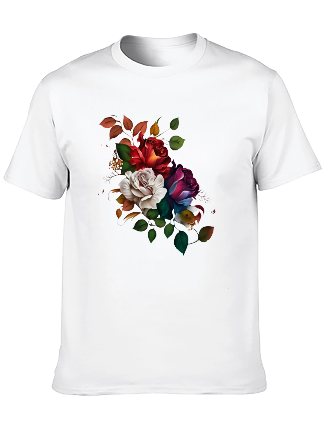 Black Floral Roses Graphic Black T-Shirt view 10