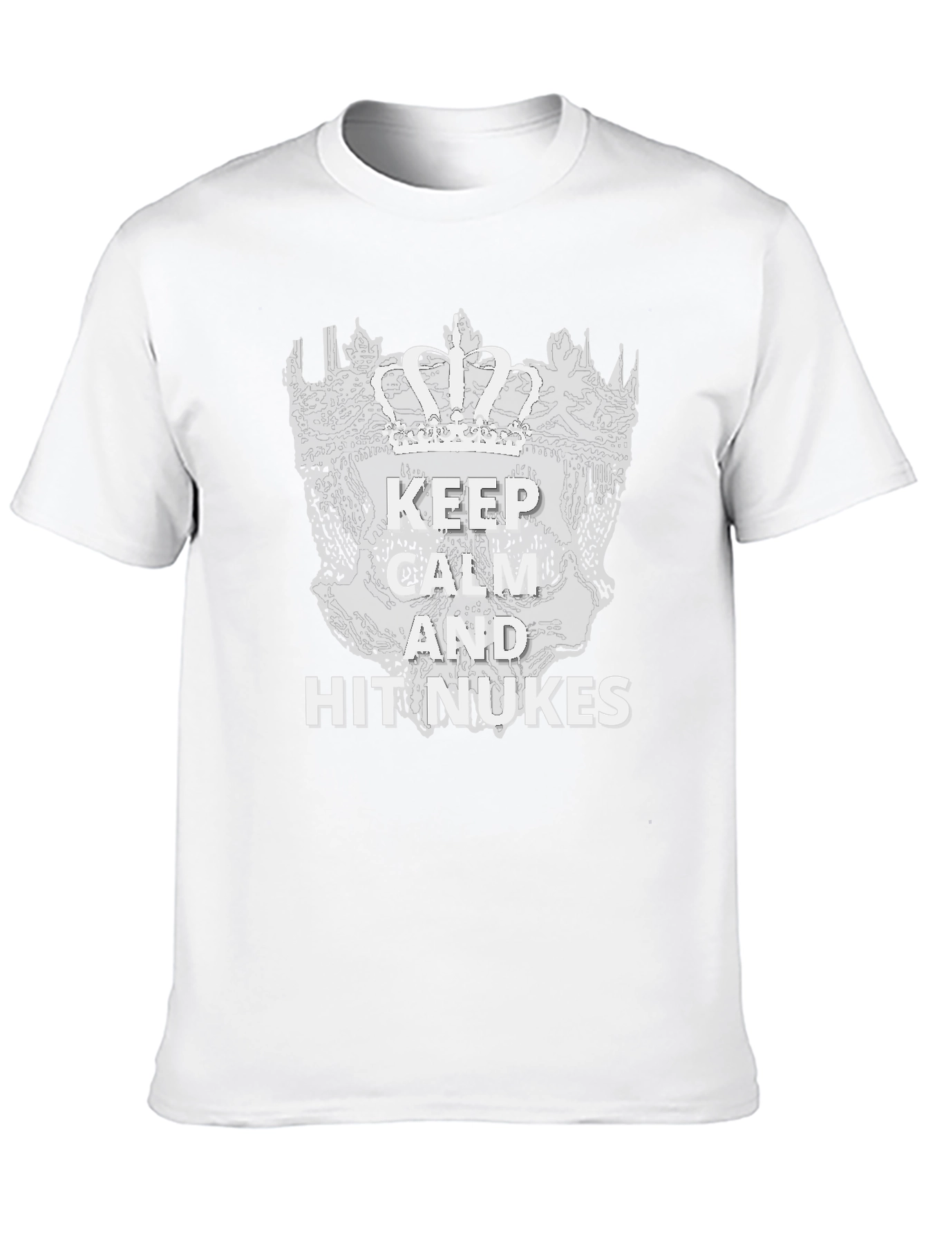 Black Keep Calm & Hit Nukes T-Shirt - Funny Graphic Tee view 10