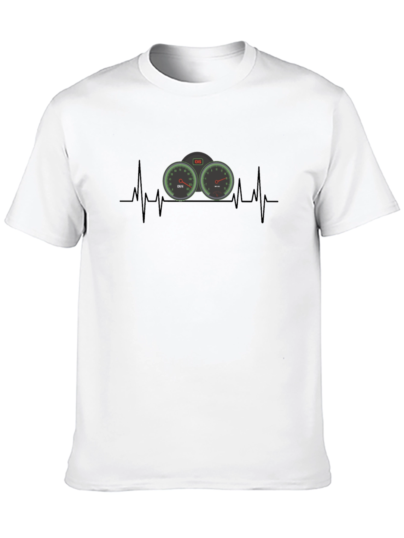 Black Heartbeat Speedometer Black T-Shirt - Automotive Enthusiast view 10