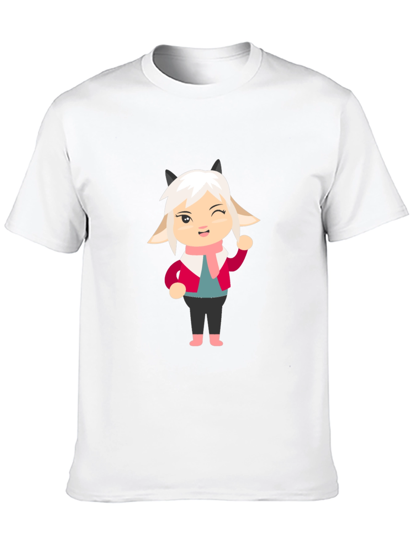 Black Cartoon Goat Tee: Fun Black T-Shirt view 10