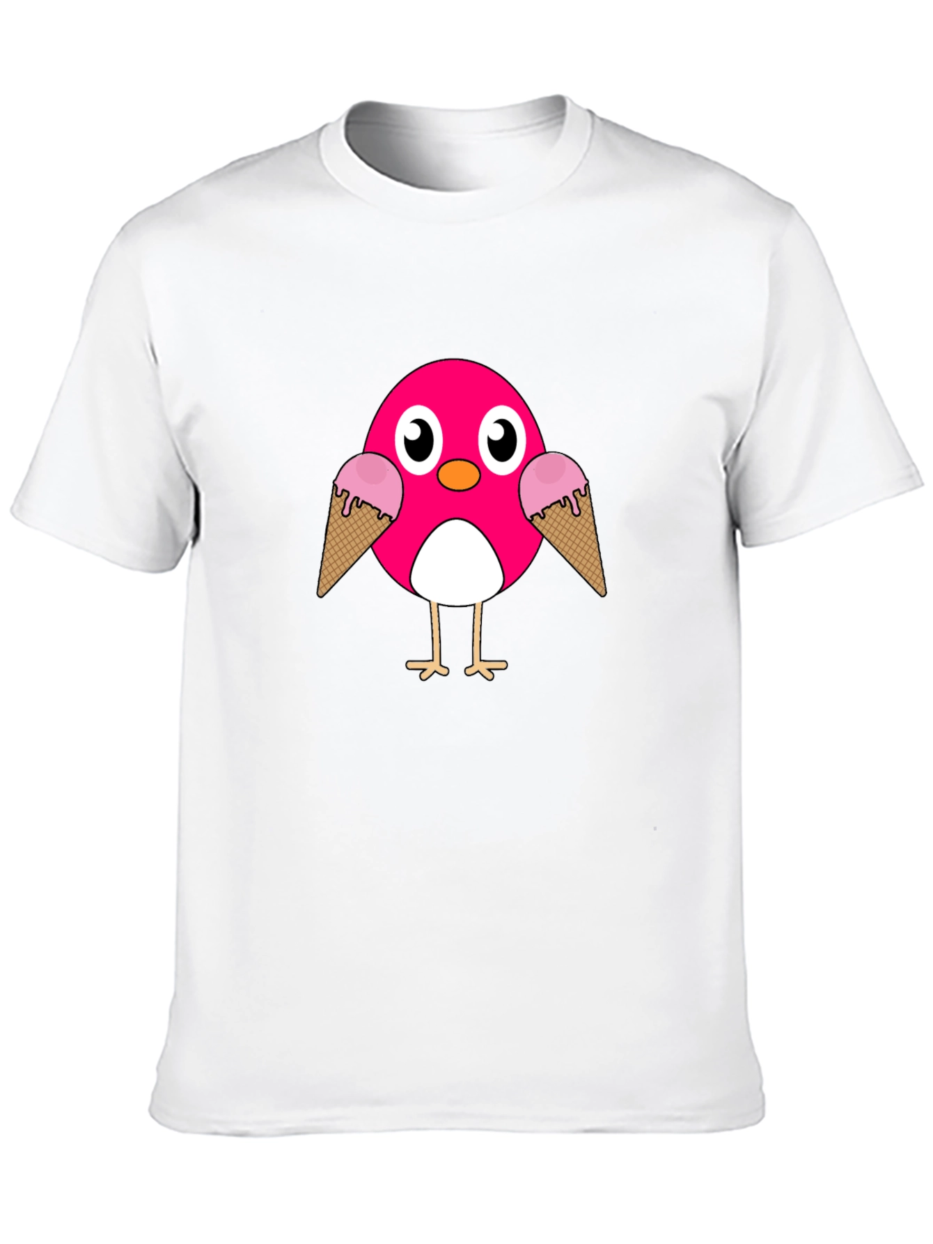 Black Cute Pink Bird with Ice Cream T-Shirt view 10