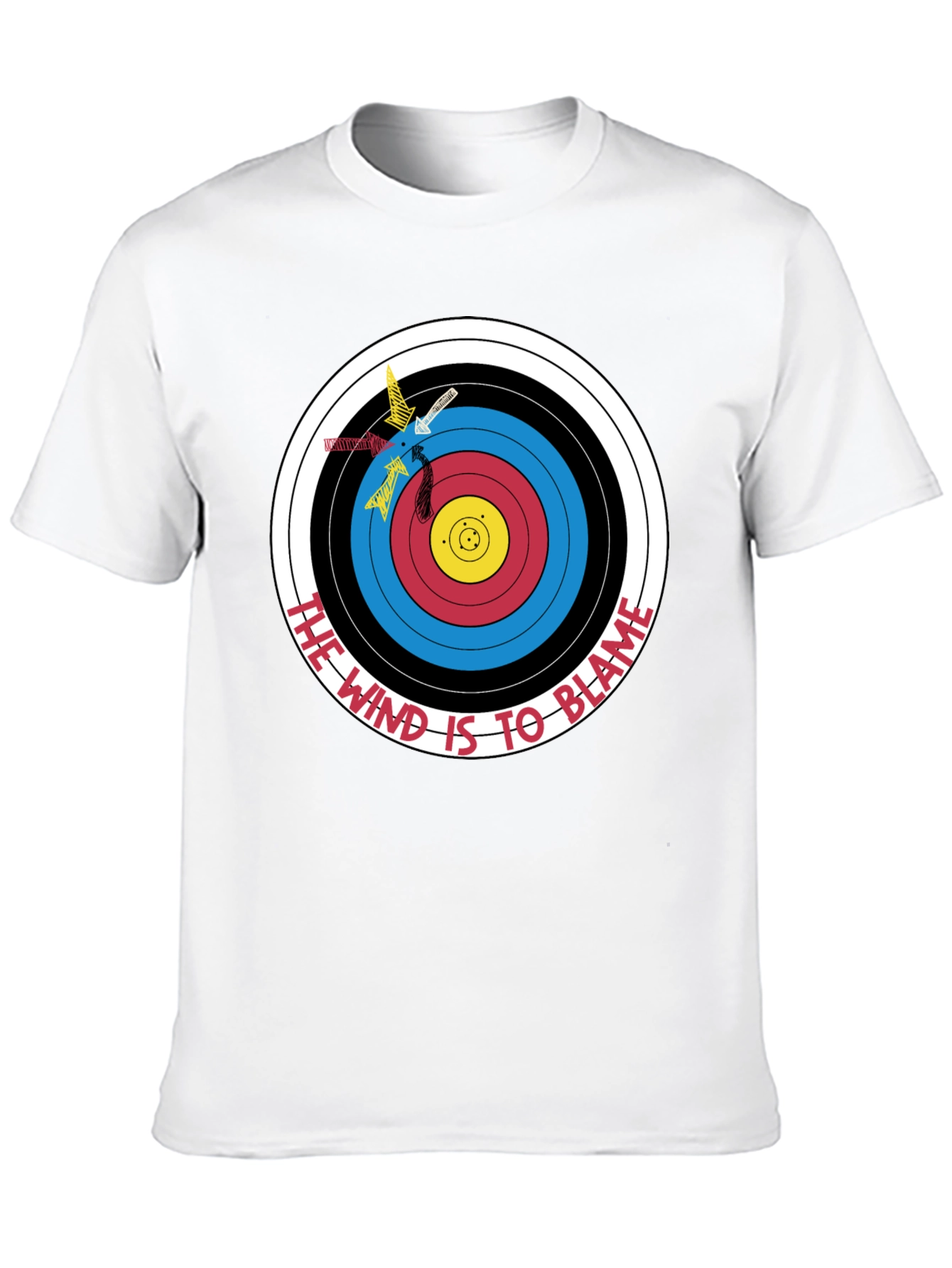 Black Archery Target Graphic T-Shirt - Funny Blame the Wind Tee view 10