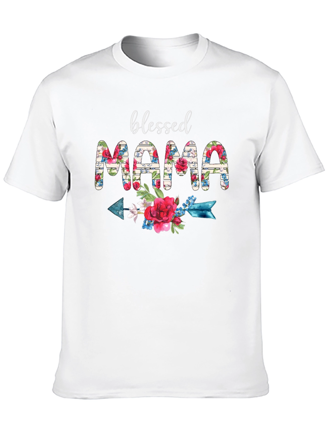 Black Blessed Mama Floral Arrow T-Shirt view 10