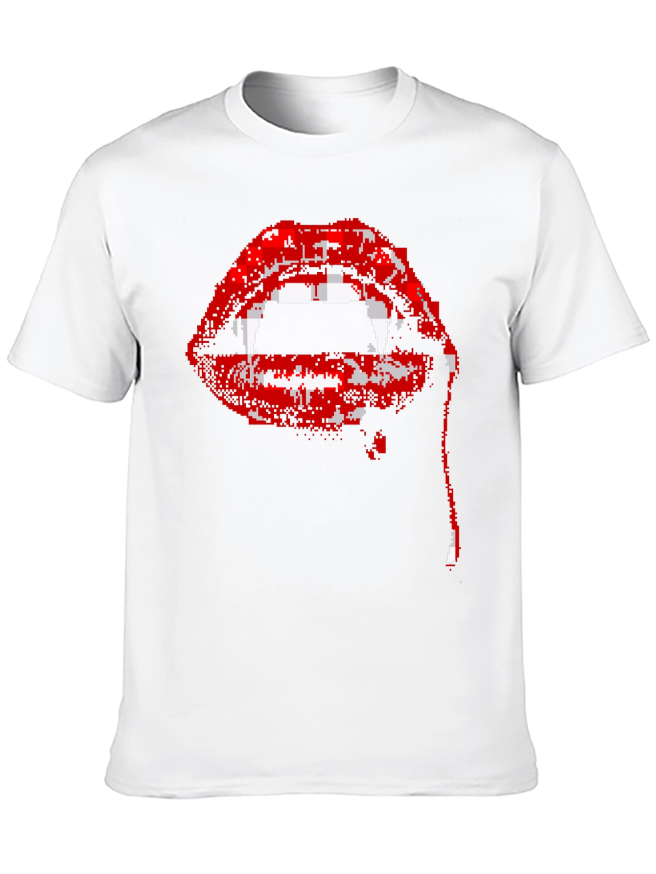 Black Pixel Vampire Lips Black T-Shirt view 10