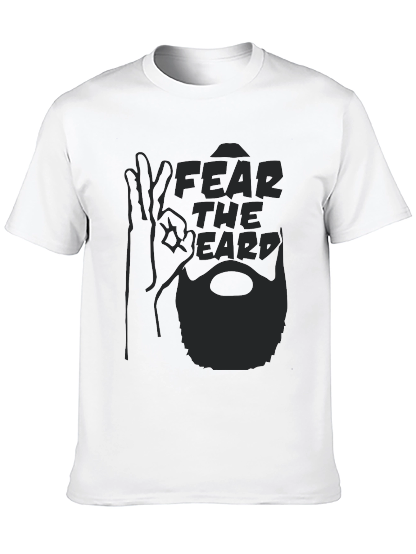 Black Fear The Beard Graphic T-Shirt - Men's Crew Neck Tee view 10