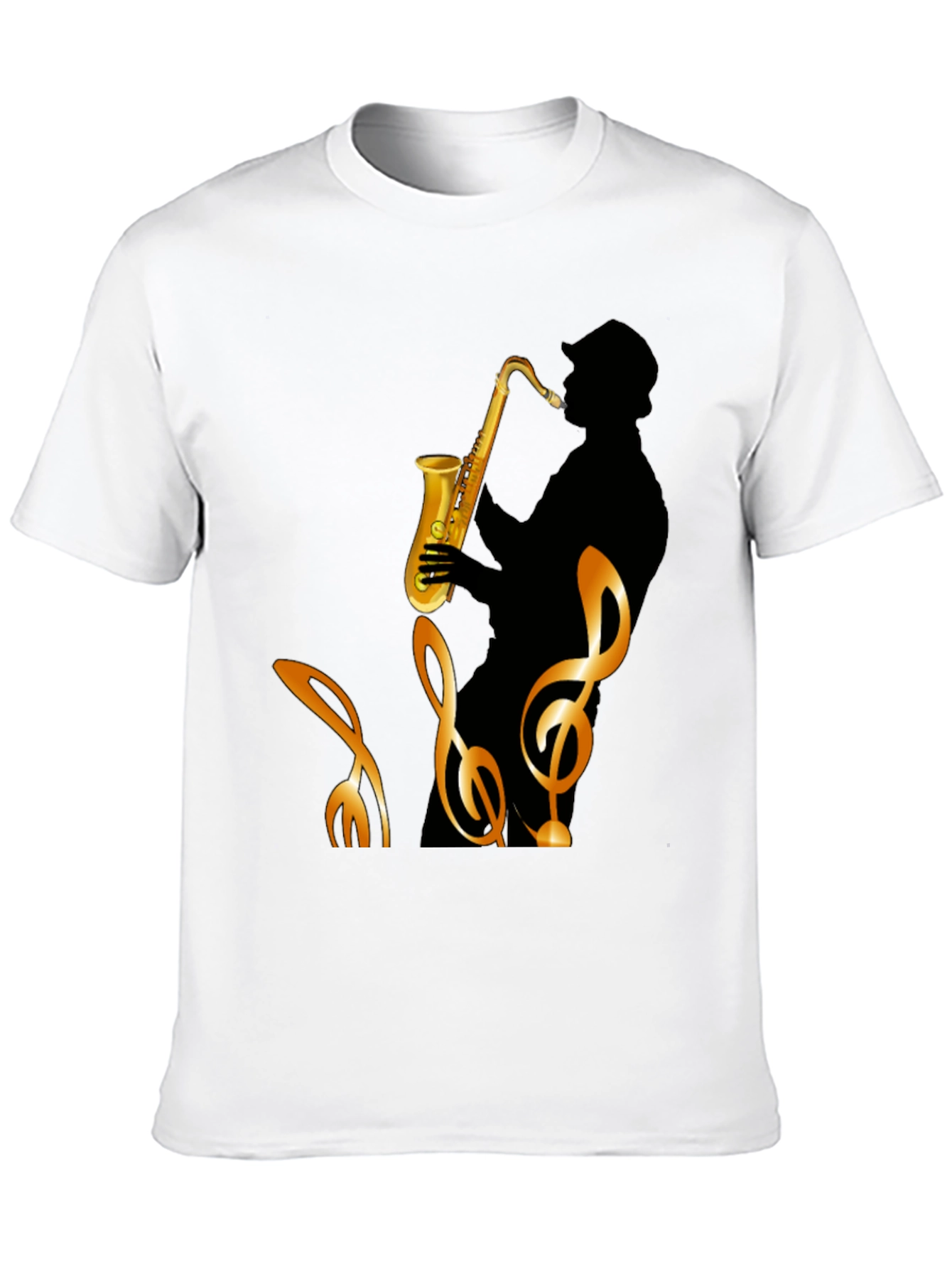 Black Cool Saxophone Graphic Black T-Shirt view 10