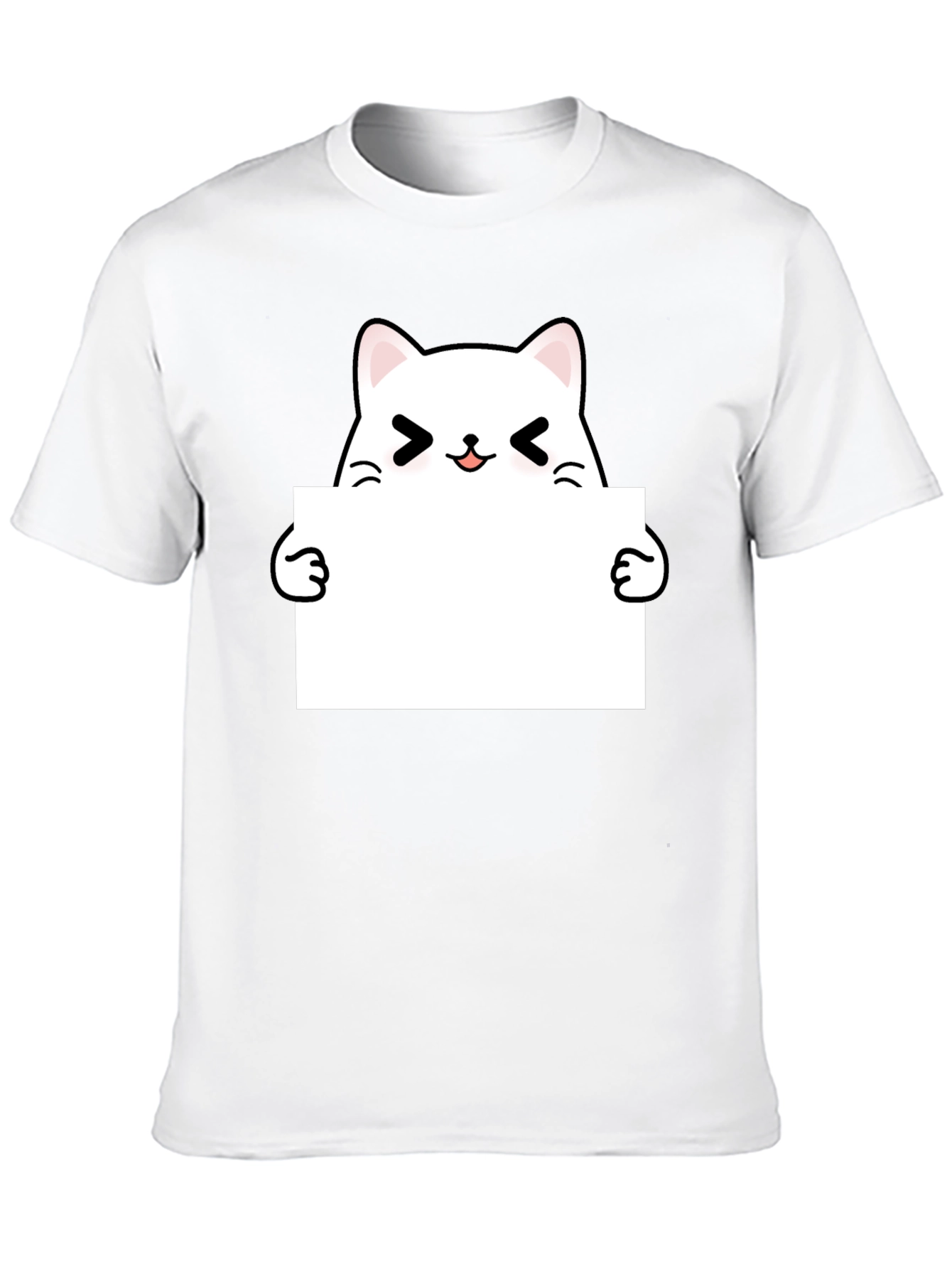 Black Cute Kawaii Cat Black T-Shirt view 10
