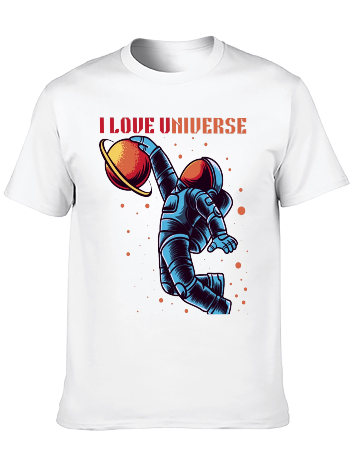 Black I Love Universe Astronaut Graphic T-Shirt view 10