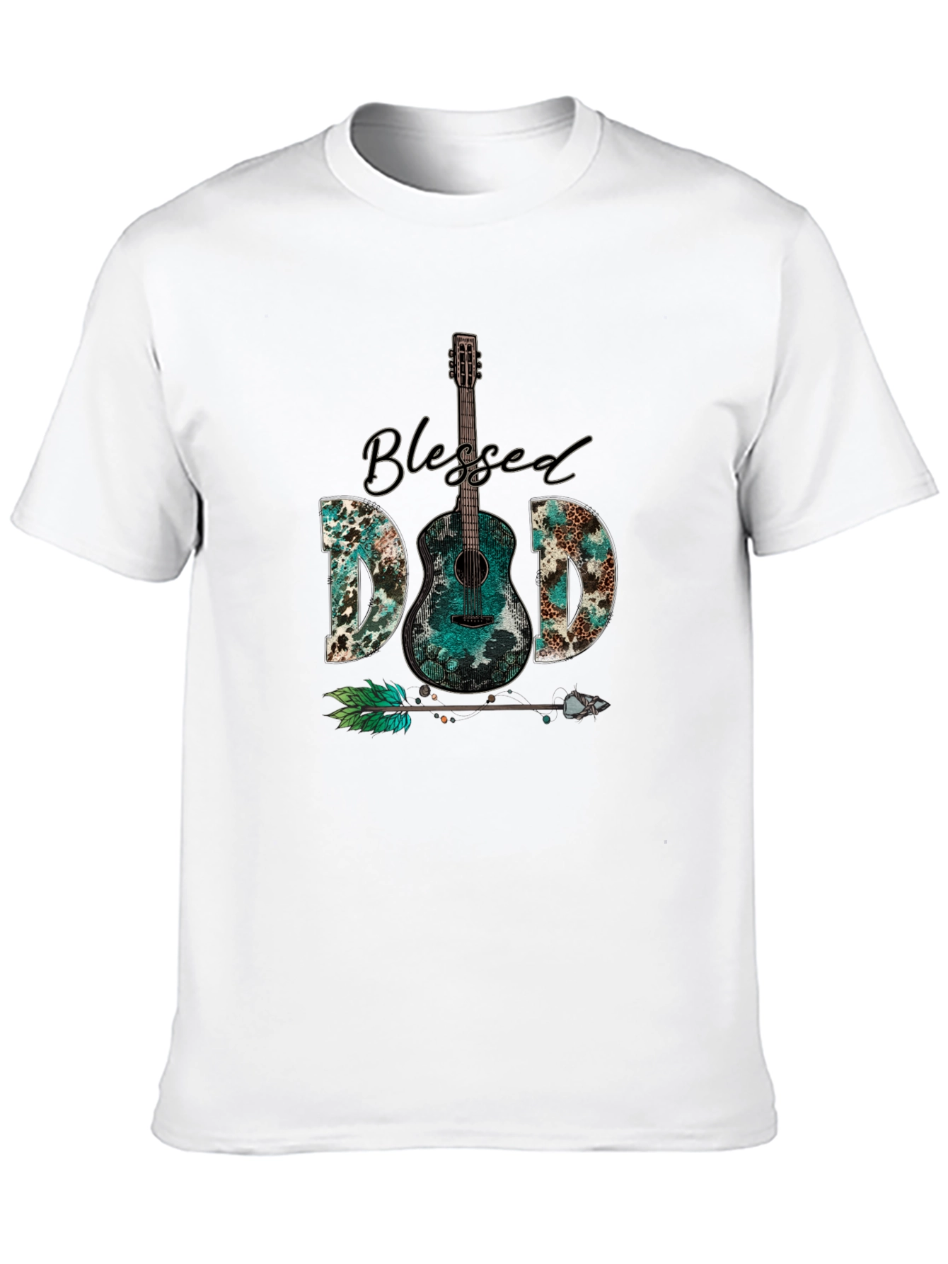 Black Blessed Dad Guitar Graphic T-Shirt view 10