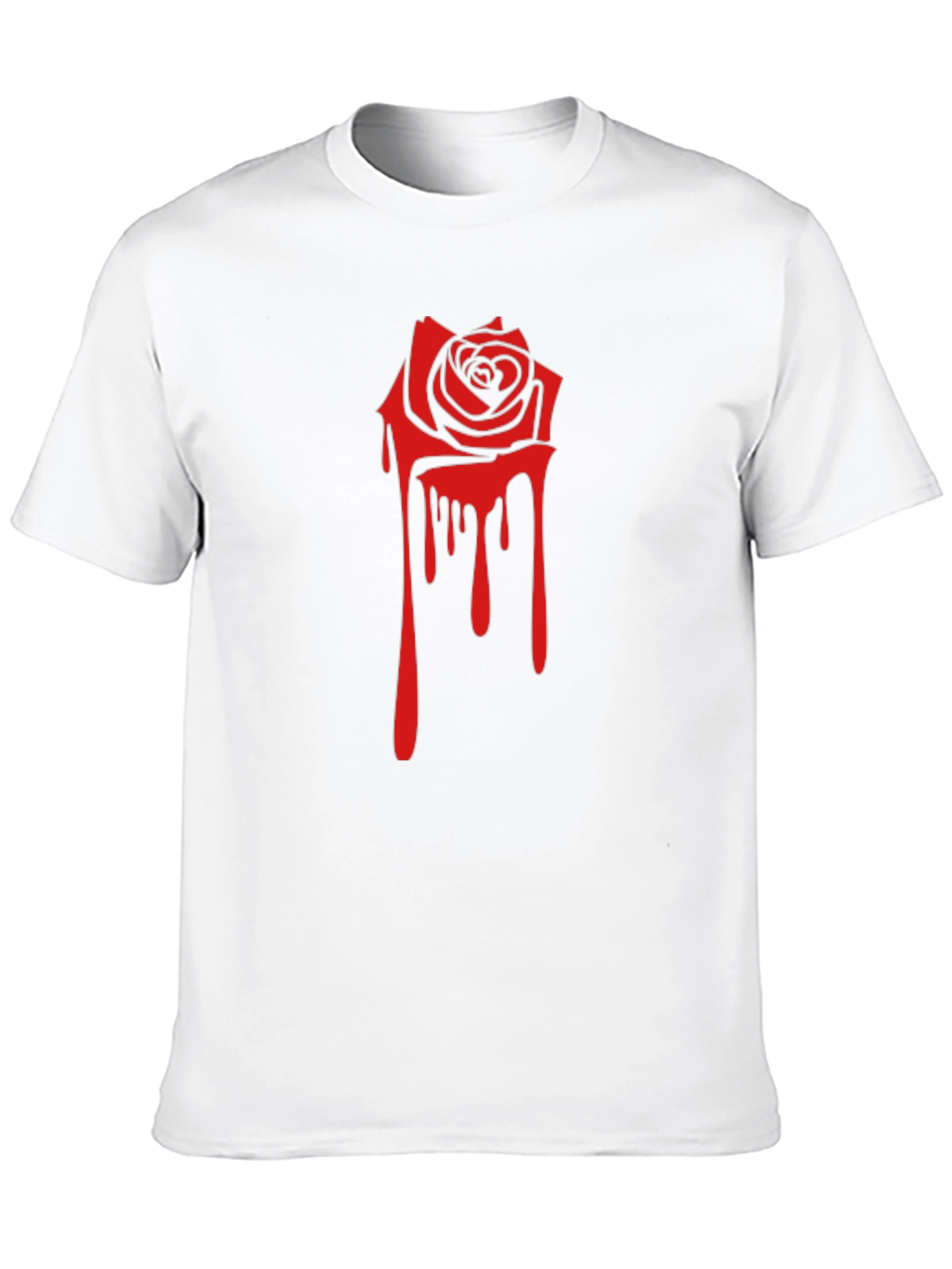 Black Black Tee with Red Dripping Rose Graphic view 10