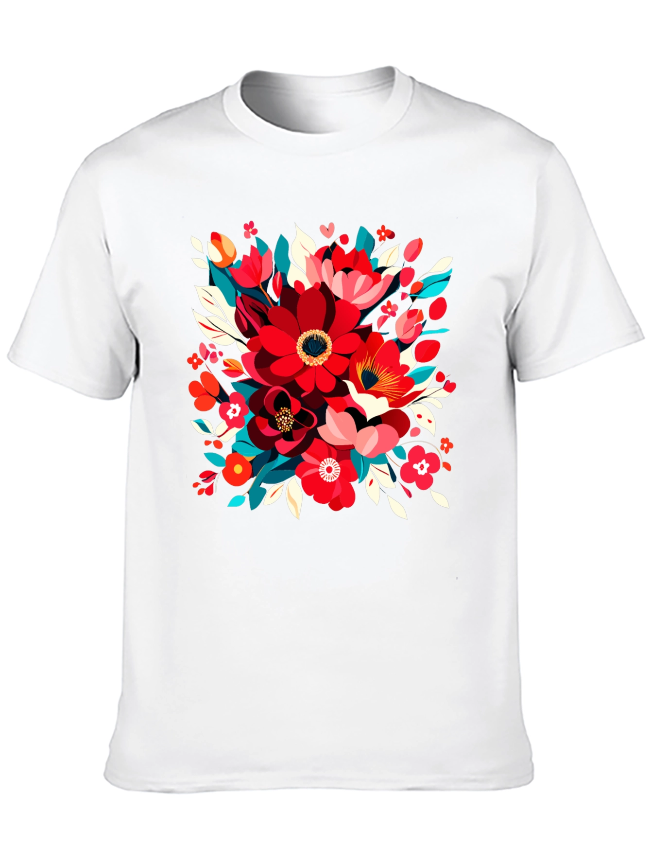 Black Floral Design Black T-Shirt view 10