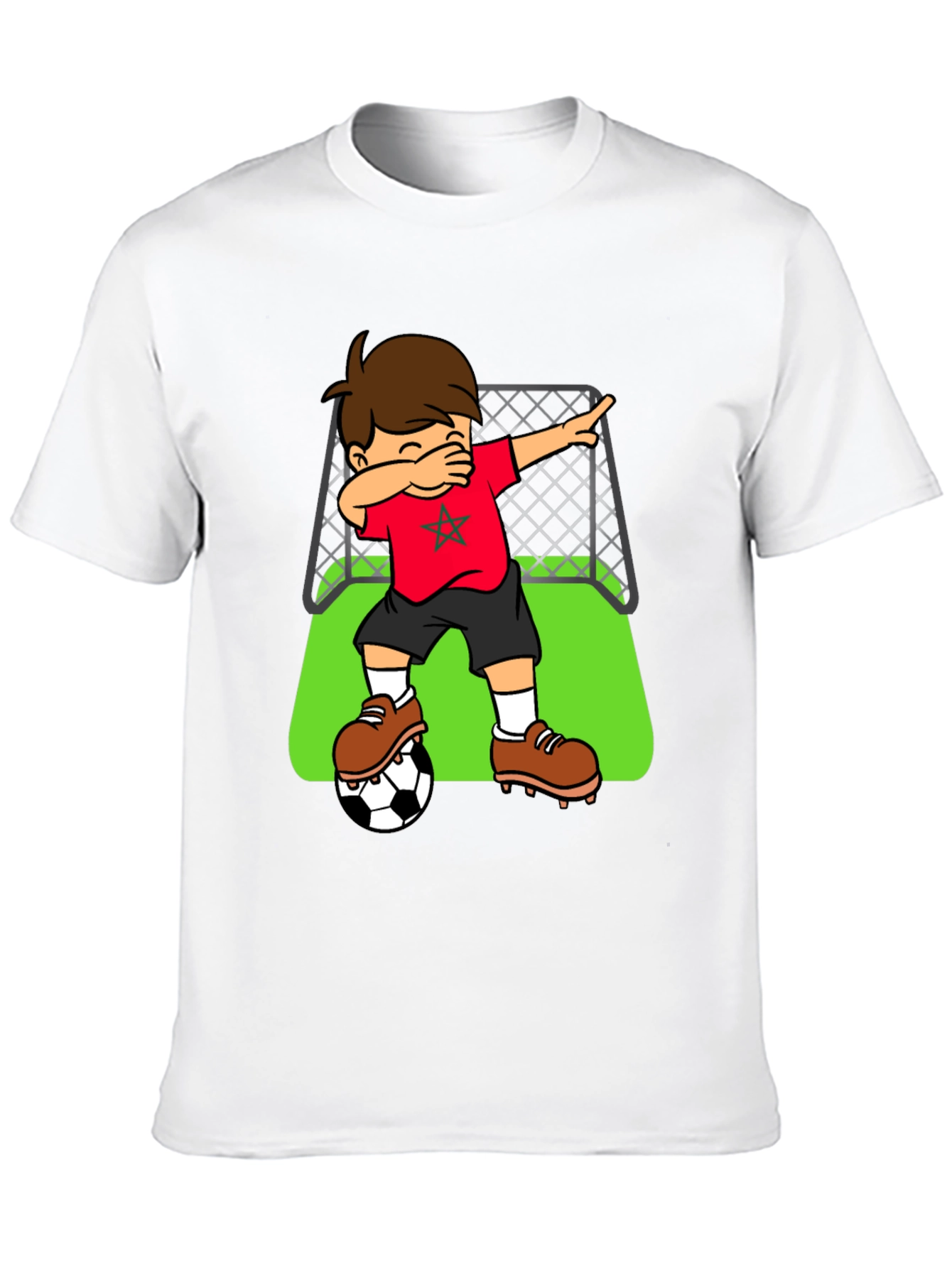 Black Morocco Soccer Dabbing Boy T-Shirt view 10