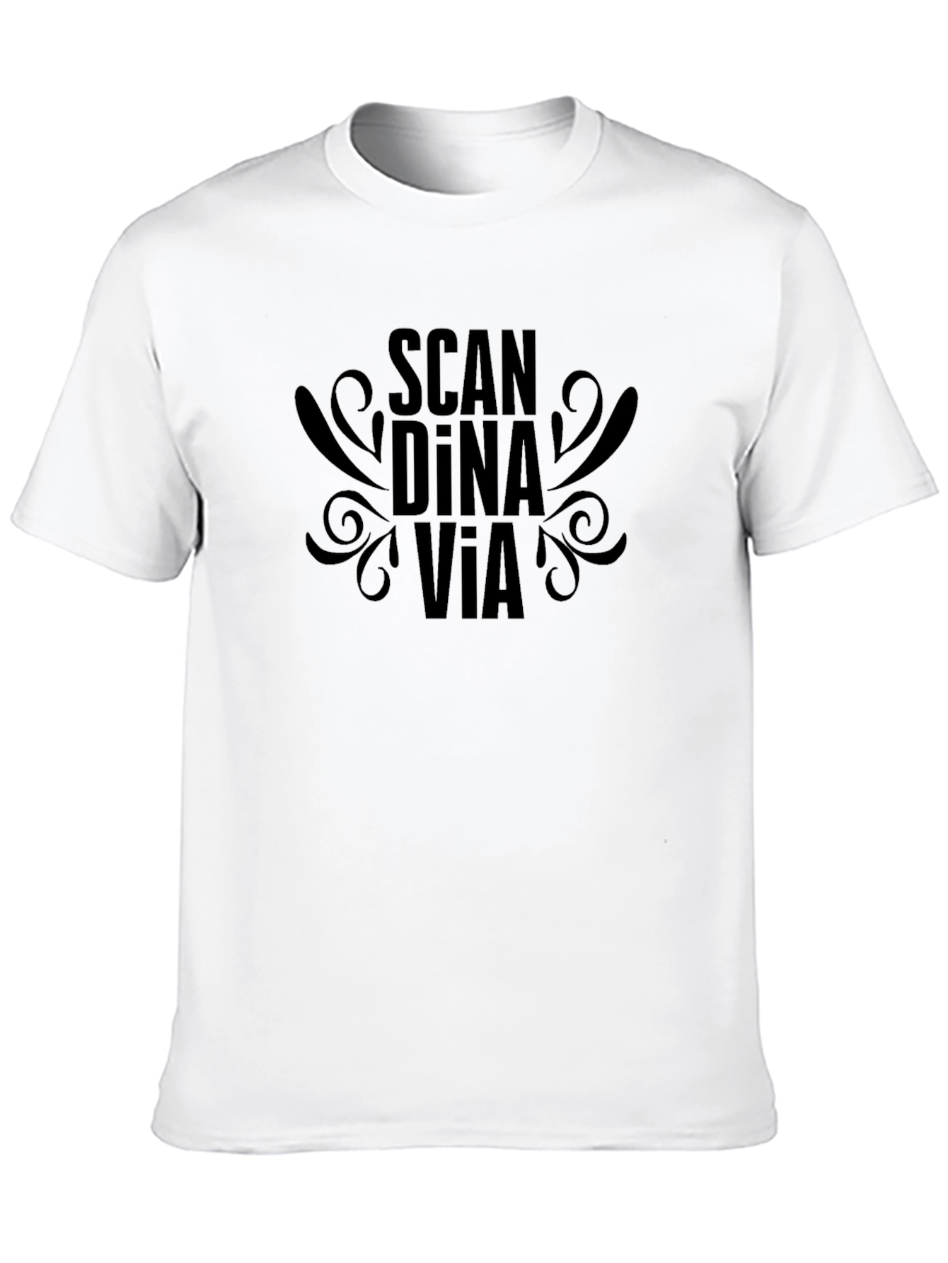 Black Scandinavia Graphic Print Black Crew Neck T-Shirt view 10