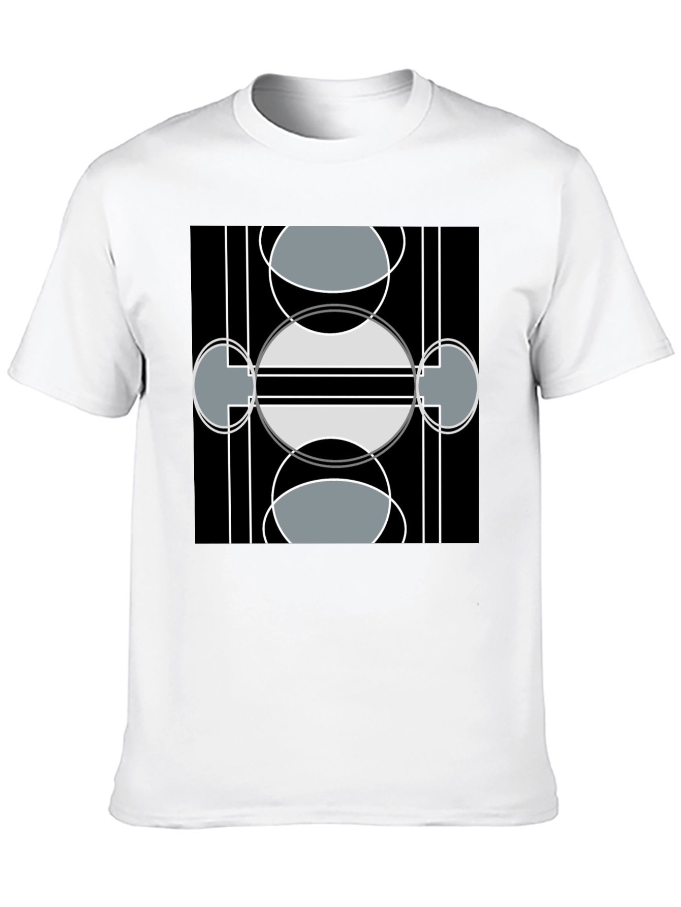 Black Modern Geometric Design Black T-Shirt view 10