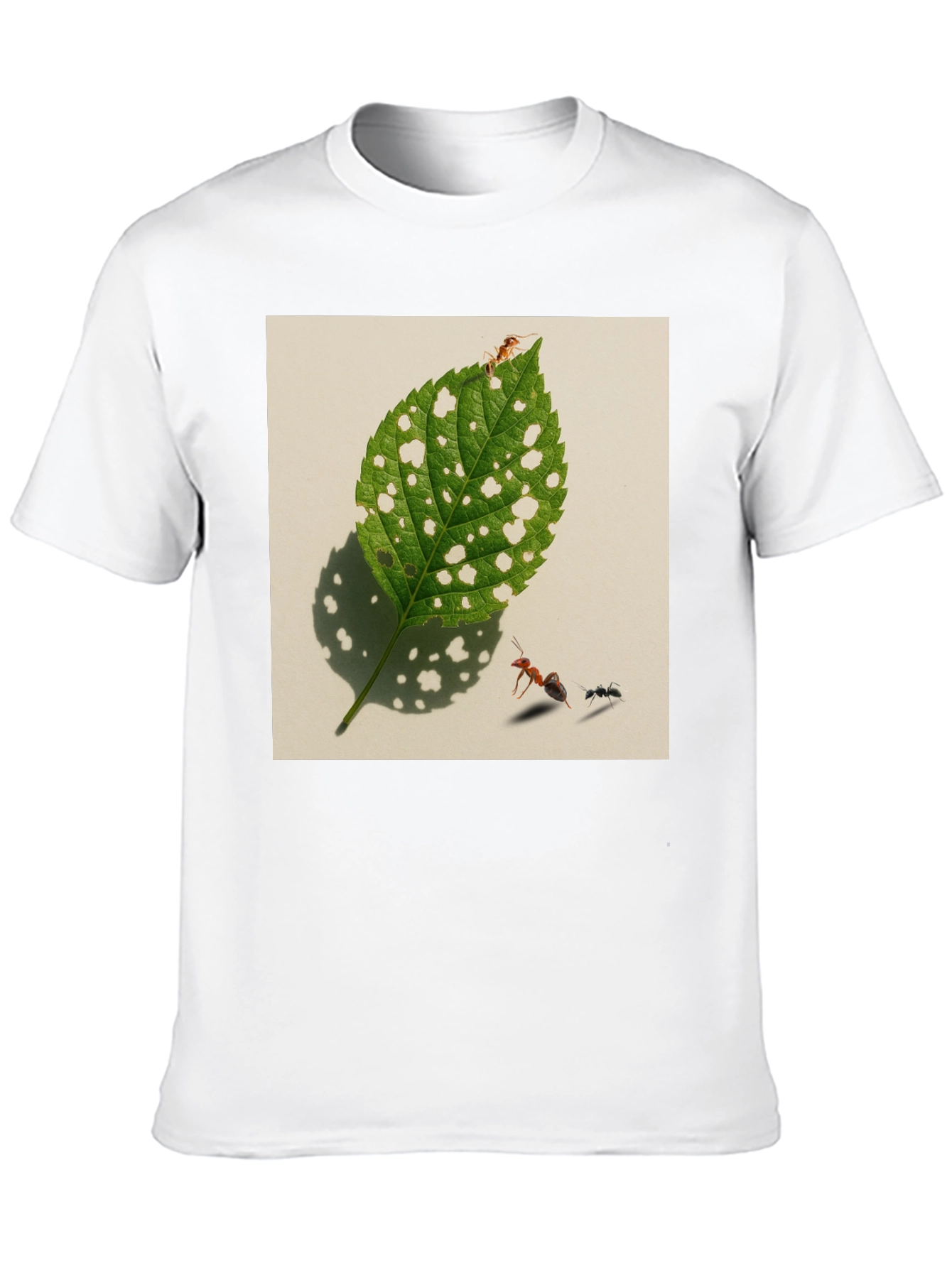 Black Ants & Leaf Graphic Tee - Unique Nature Shirt view 10