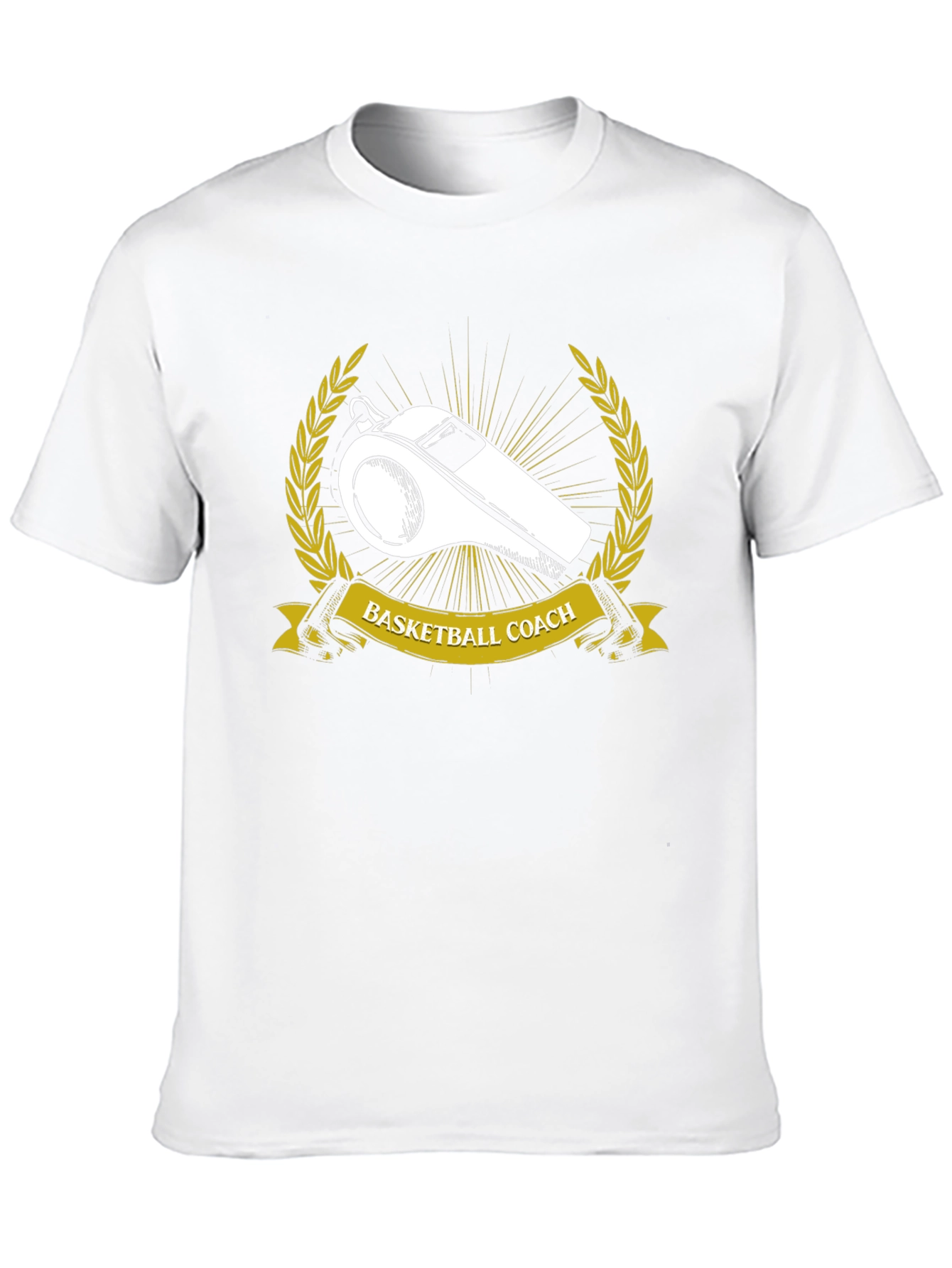 Black Basketball Coach T-Shirt Whistle Gold Wreath view 10