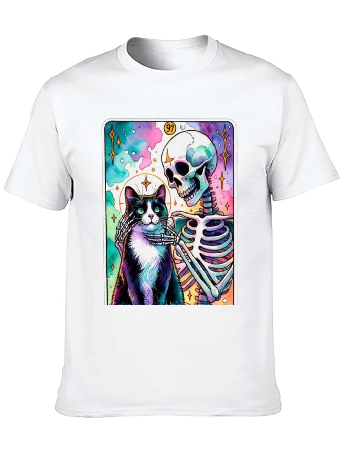 Black Cat & Skeleton Graphic Tee - Unique Design view 10