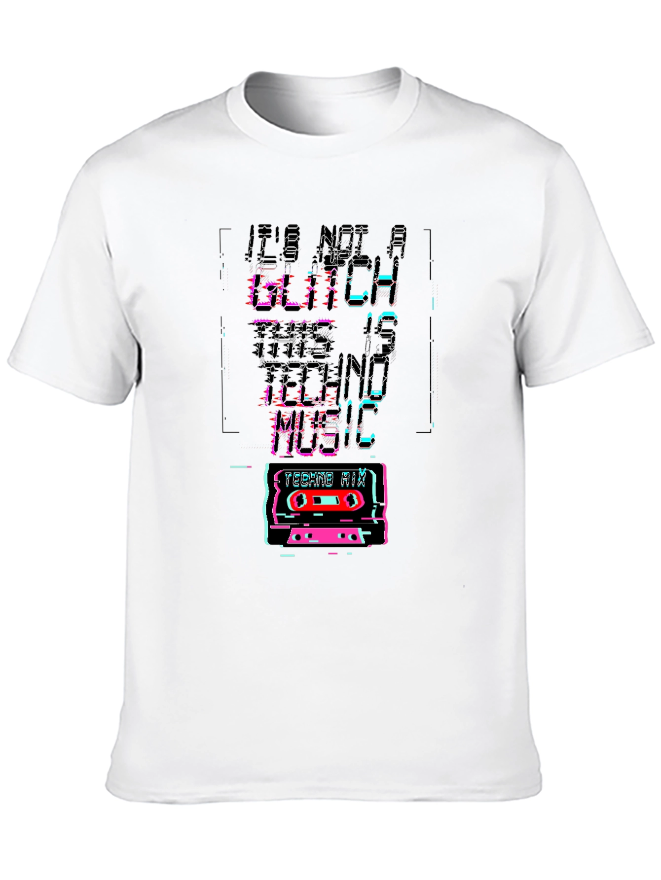 Black Retro Techno Music Glitch T-Shirt view 10