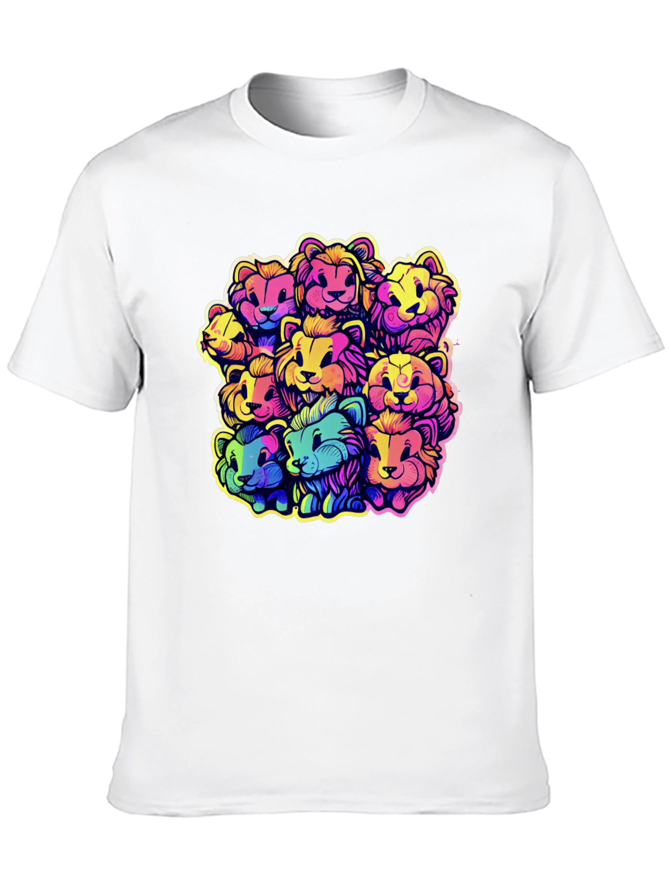 Black Rainbow Lions Graphic Tee - Bold & Fun Design view 10