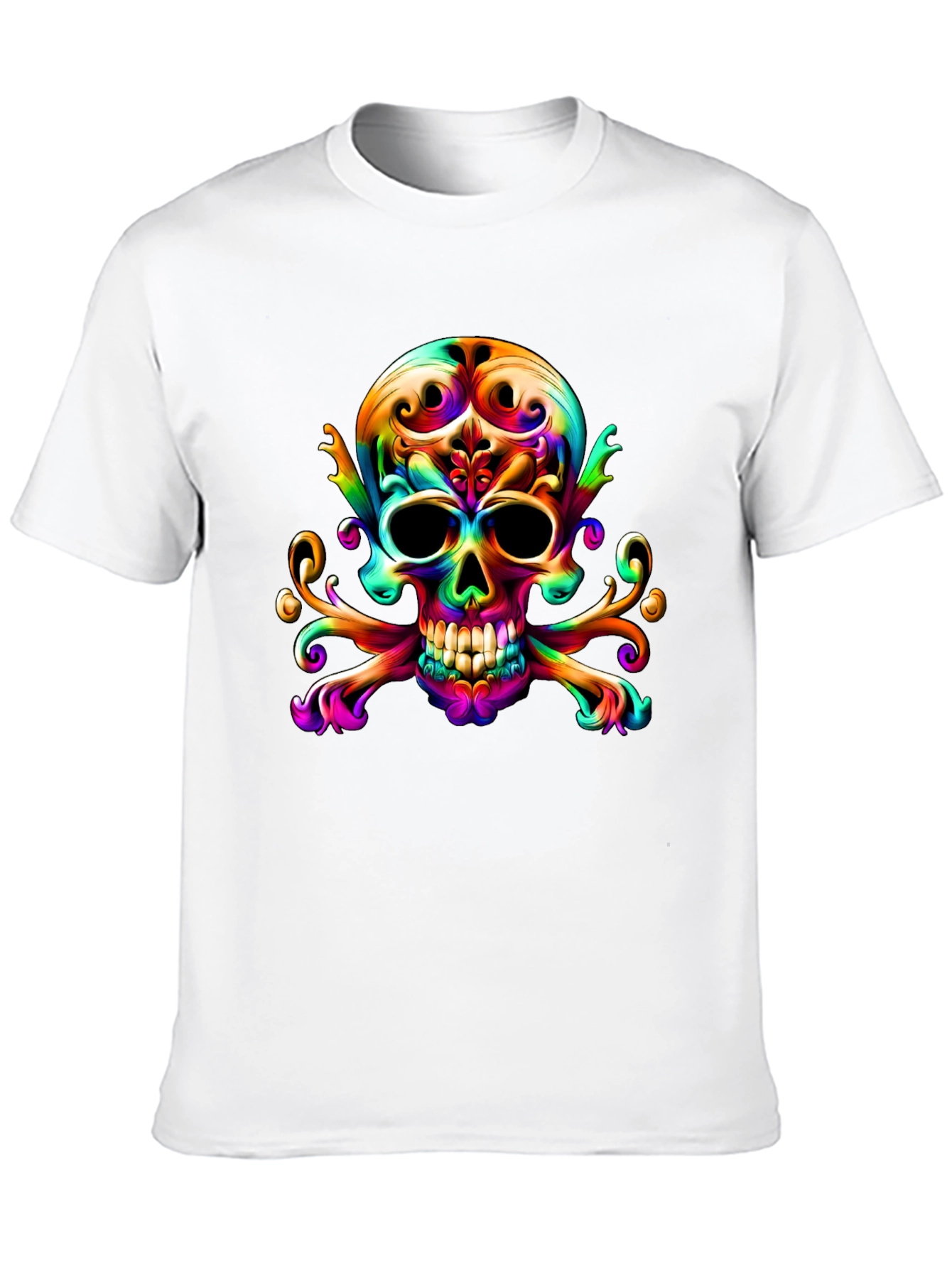 Black Colorful Skull & Crossbones Graphic Tee view 10
