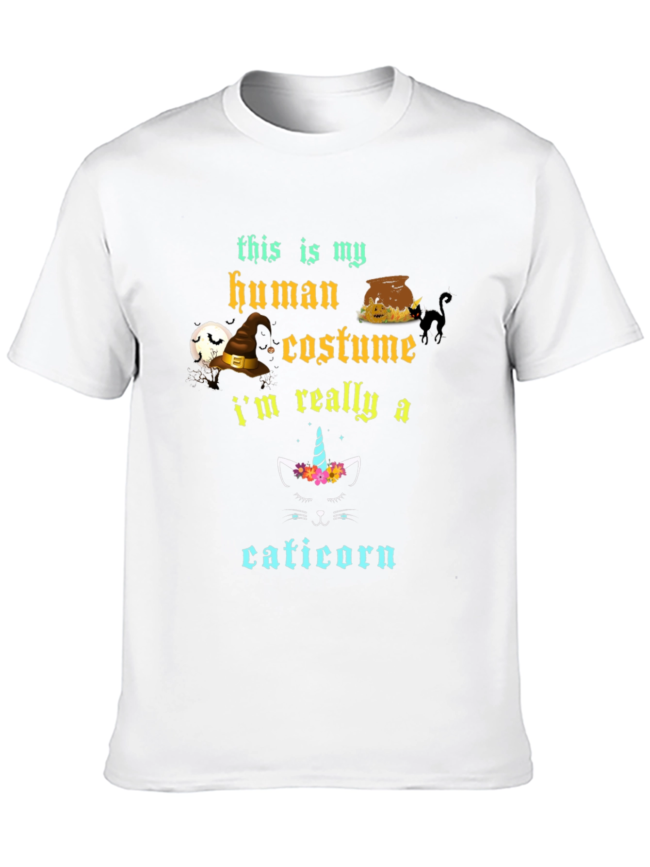 Black Cat Halloween Costume Graphic T-Shirt view 10