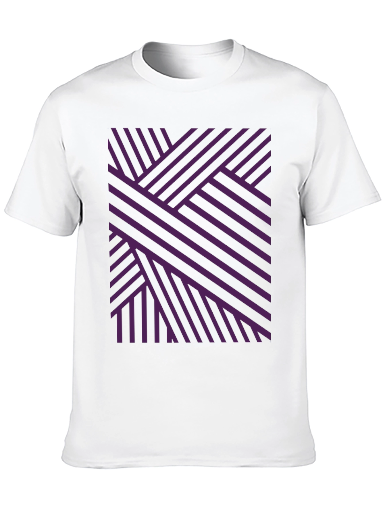 Black Abstract Geometric Stripe Pattern T-Shirt view 10