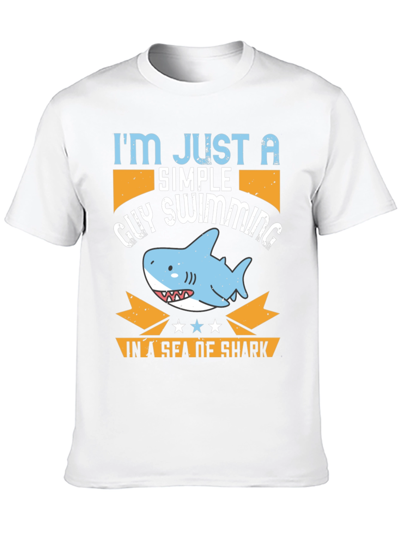 Black Simple Guy Swimming Shark T-Shirt view 10