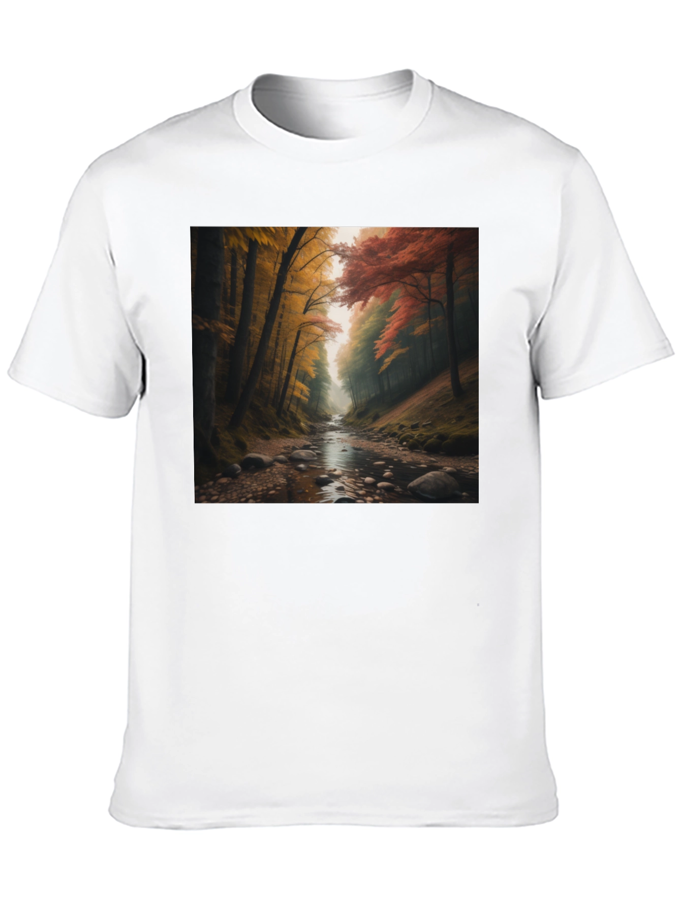 Black Autumn Forest River Graphic Tee view 10